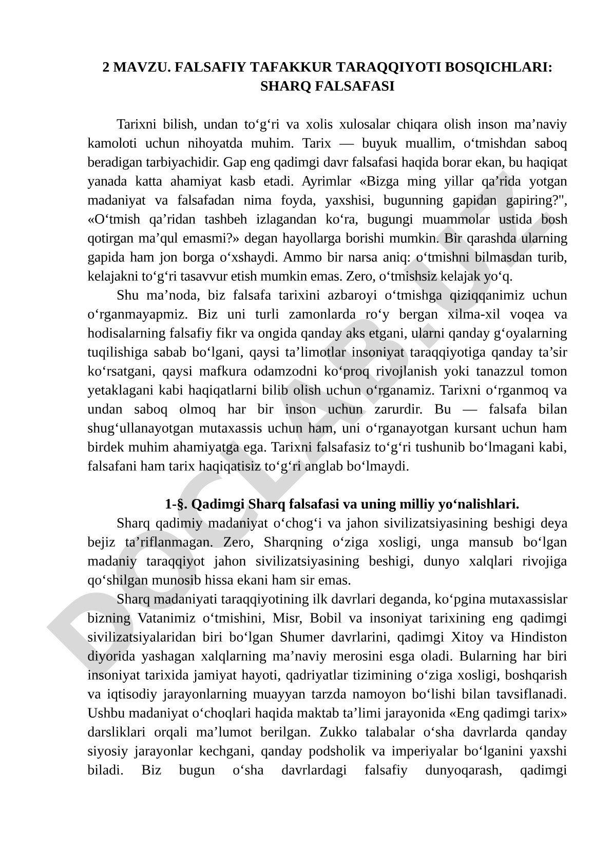 Falsafiy tafakkur taraqqiyoti bosqichlari: Sharq falsafasi