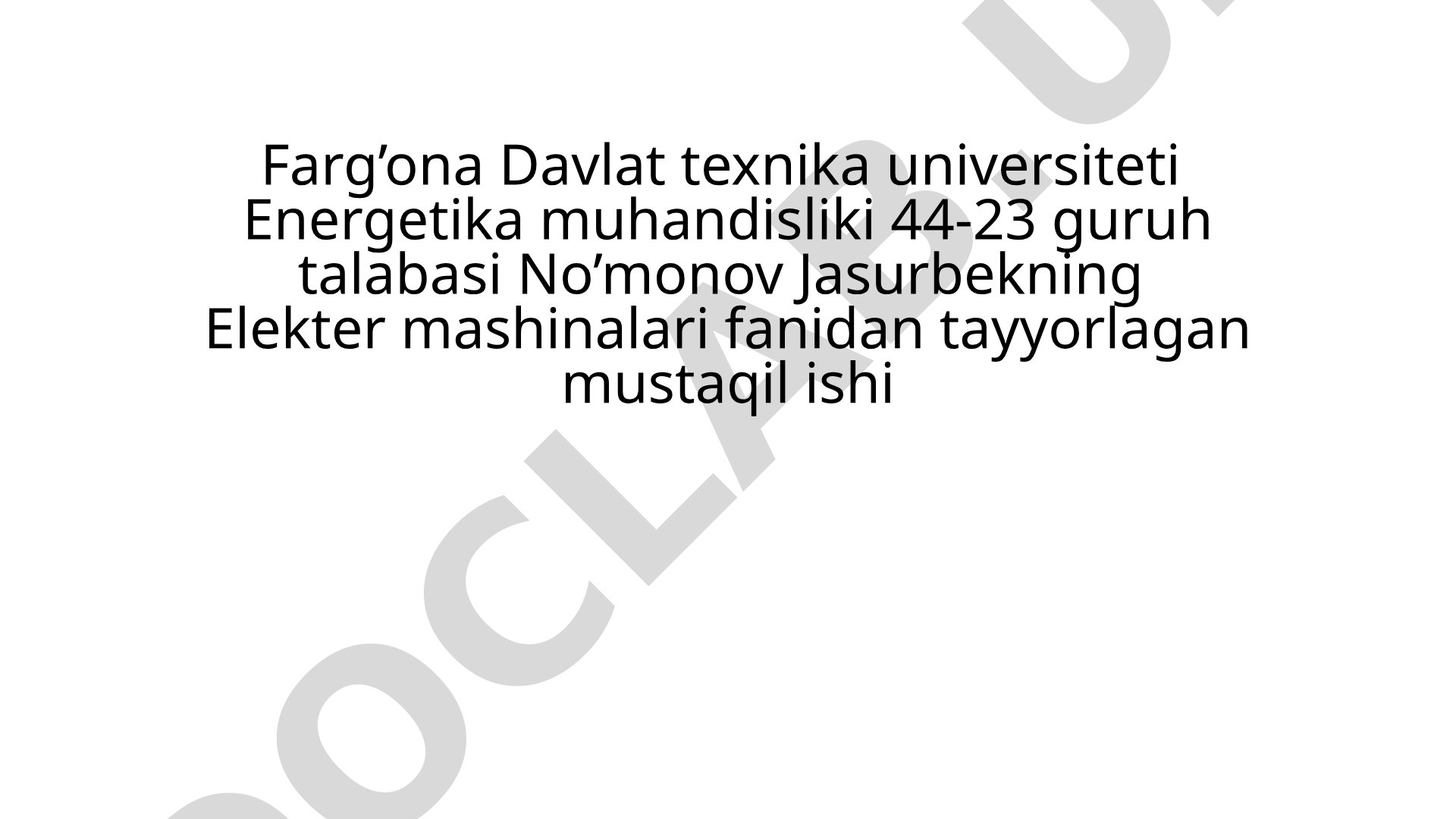 Asinxron dvigatellarda yuklama xarakteristikalarini hisoblash