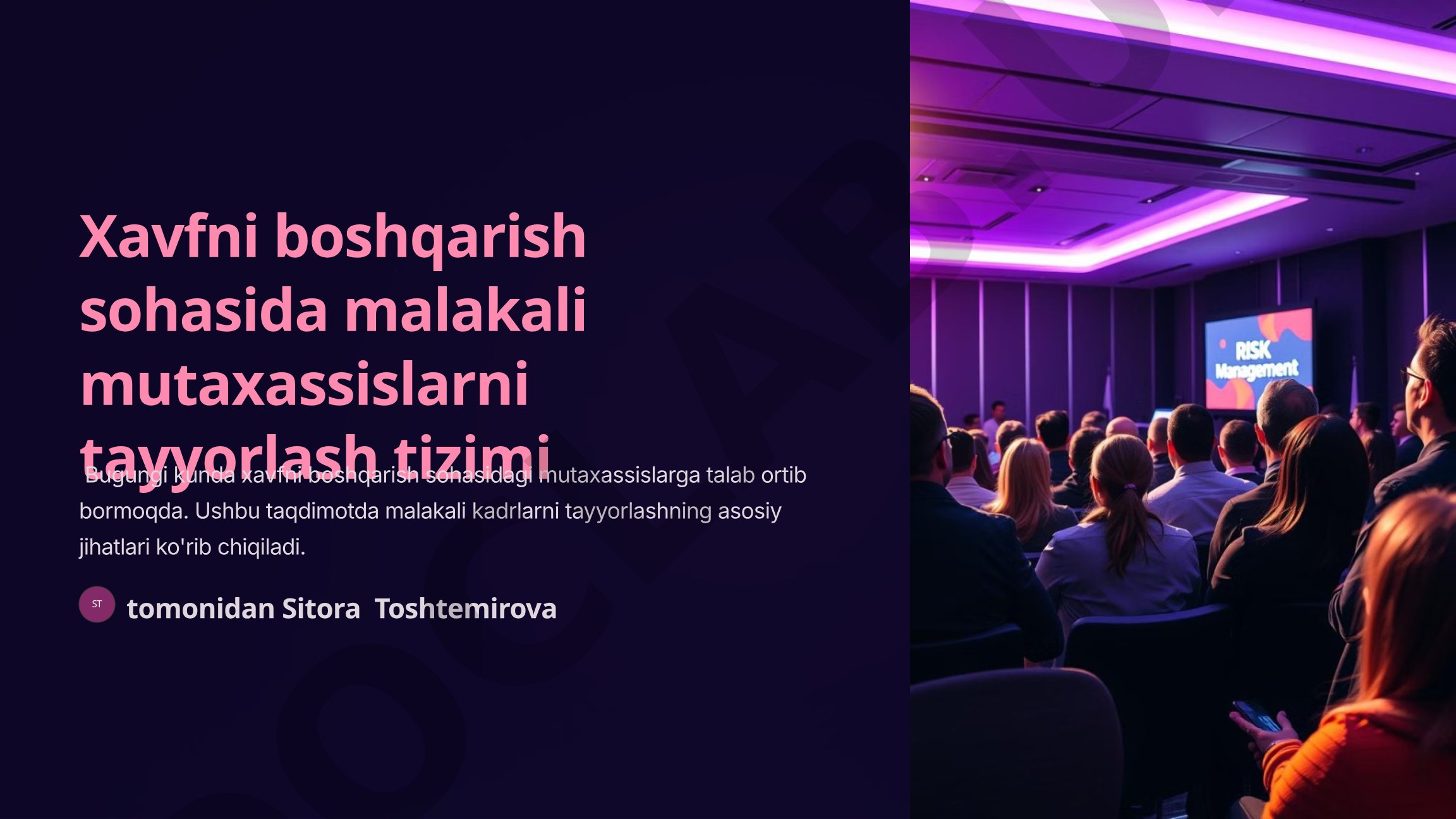 Xavfni boshqarish sohasida malakali mutaxassislarni tayyorlash tizimi