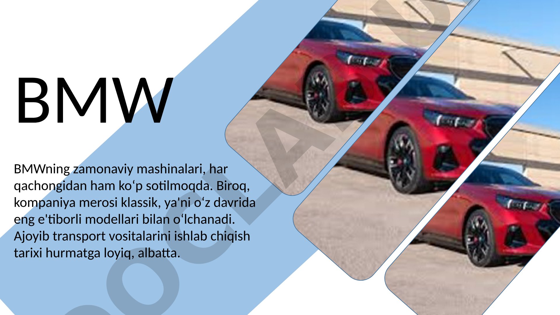 BMWning zamonaviy mashinalari va klassik modellari