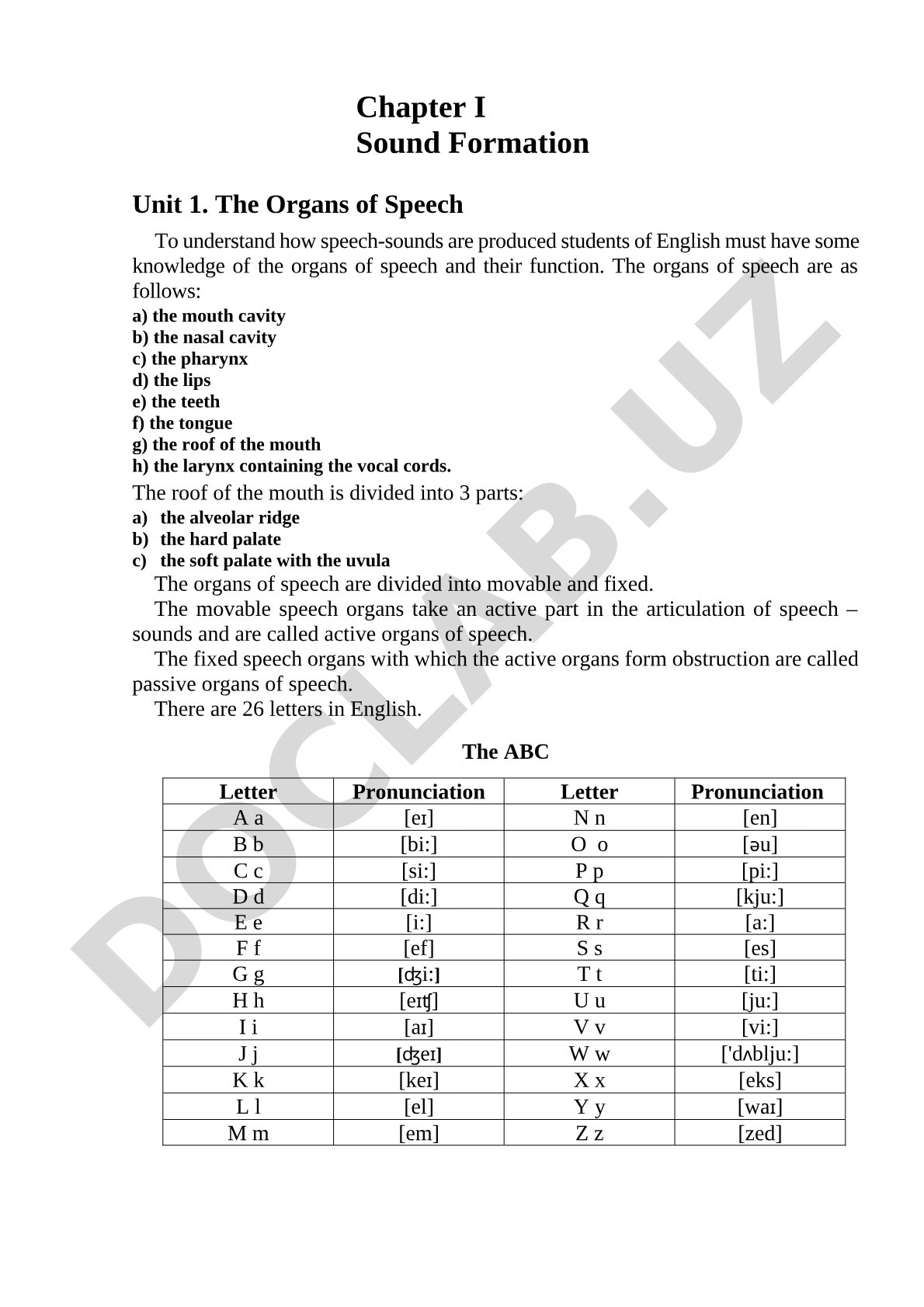 Sound Formation and Organs of Speech