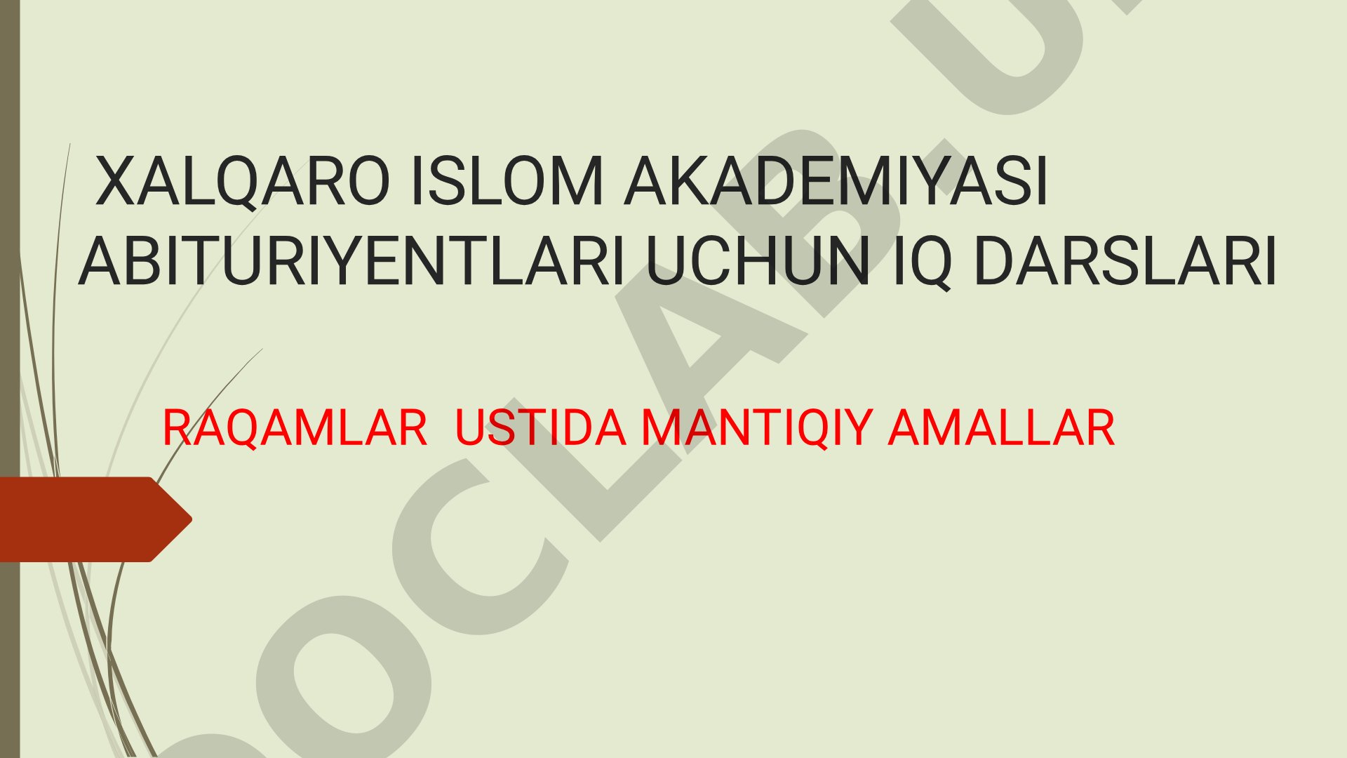 Raqamlar ustida mantiqiy amallar