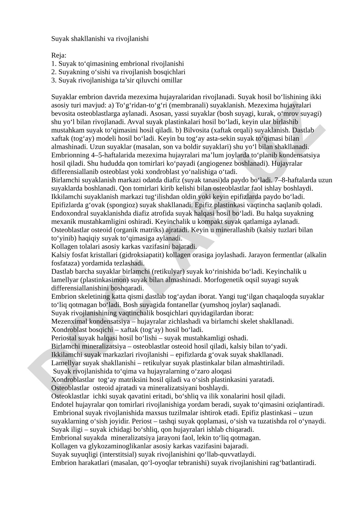 Suyak shakllanishi va rivojlanishi