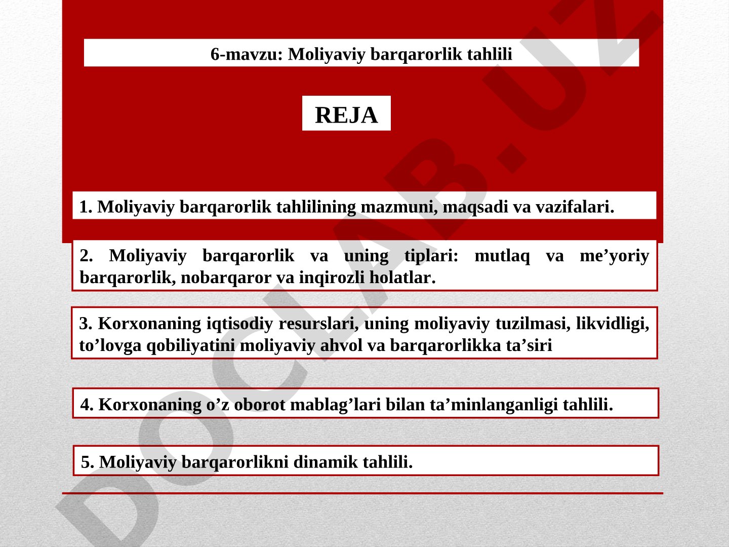 Moliyaviy barqarorlik tahlilining mazmuni, maqsadi, vazifalari va tiplari, korxonaning