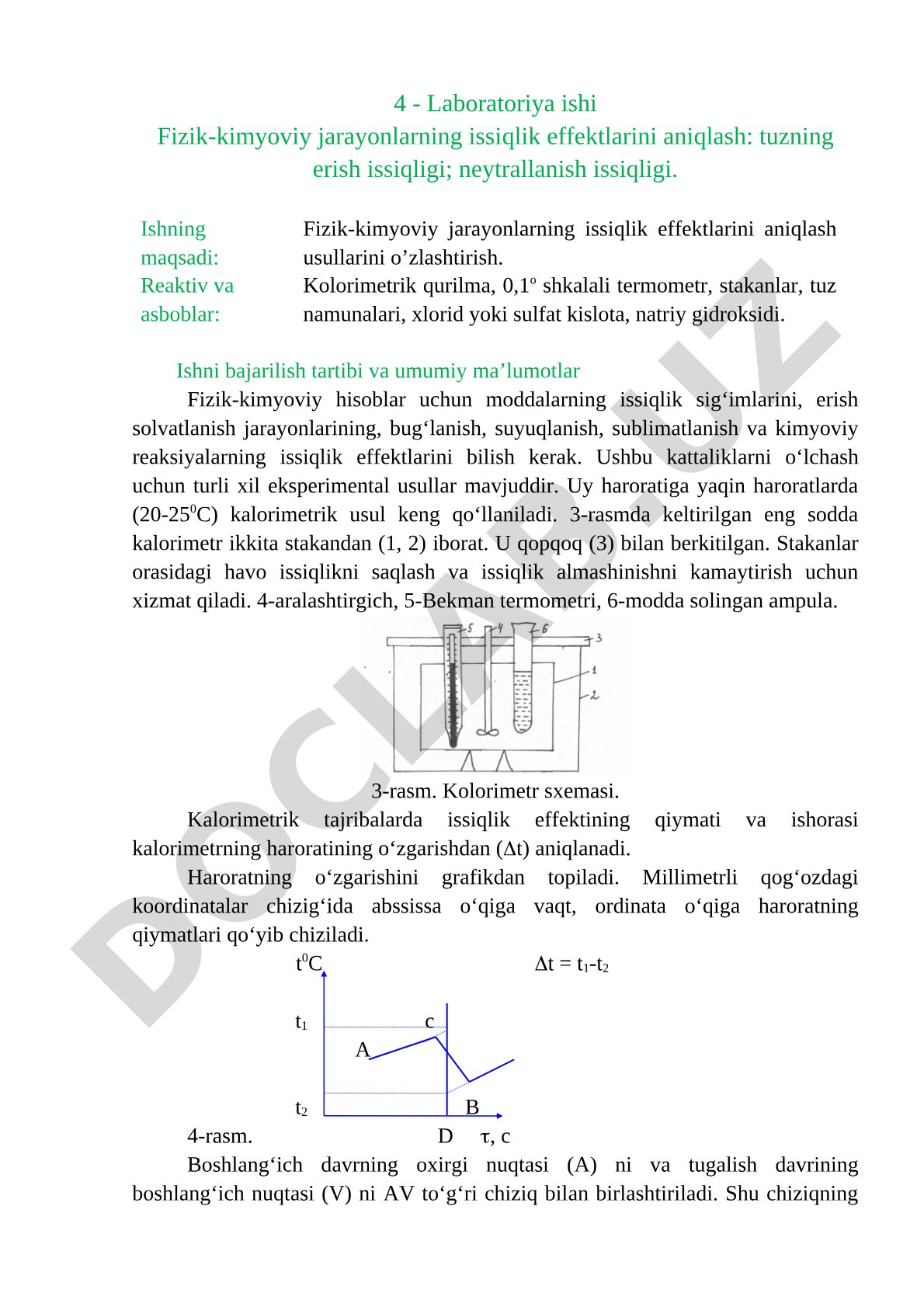 Fizik-kimyoviy jarayonlarning issiqlik effektlarini aniqlash