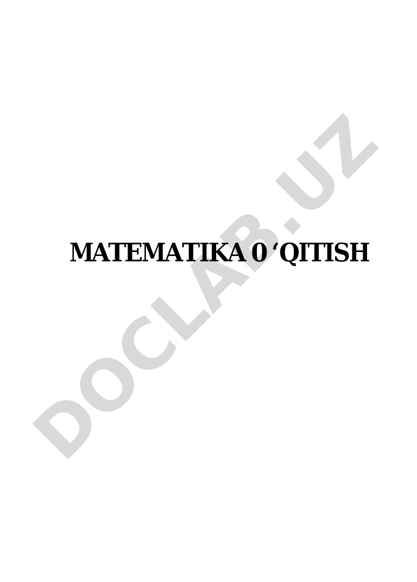 Matematika o‘qitish maxsus metodikasi