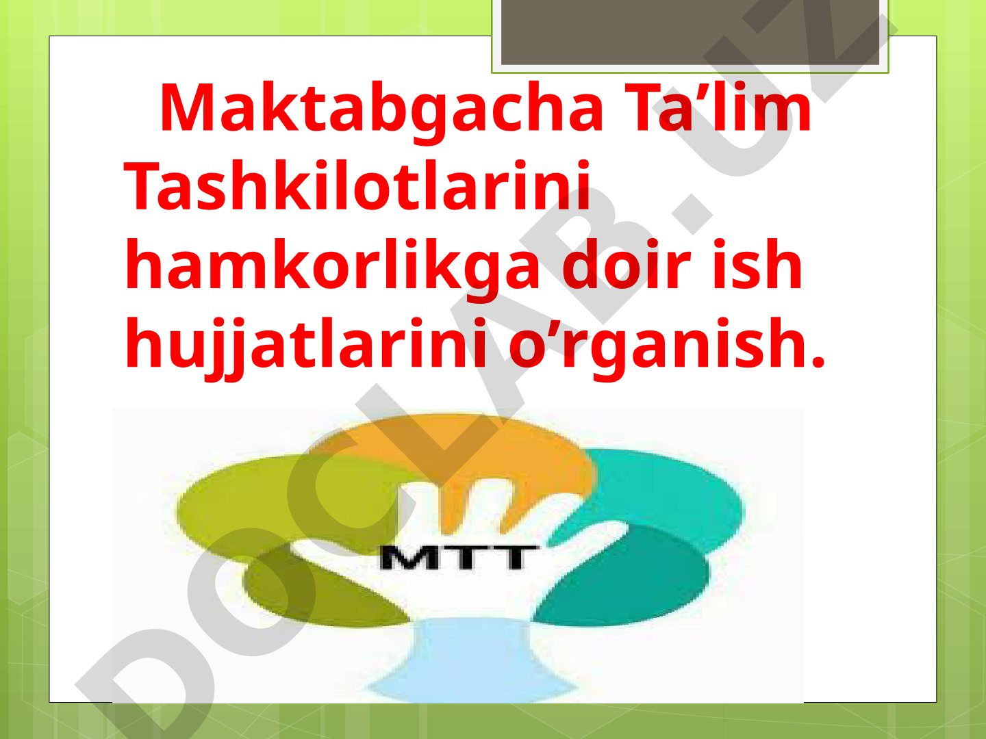 Pedagoglar bilan o‘zaro hamkorlik ish rejasi