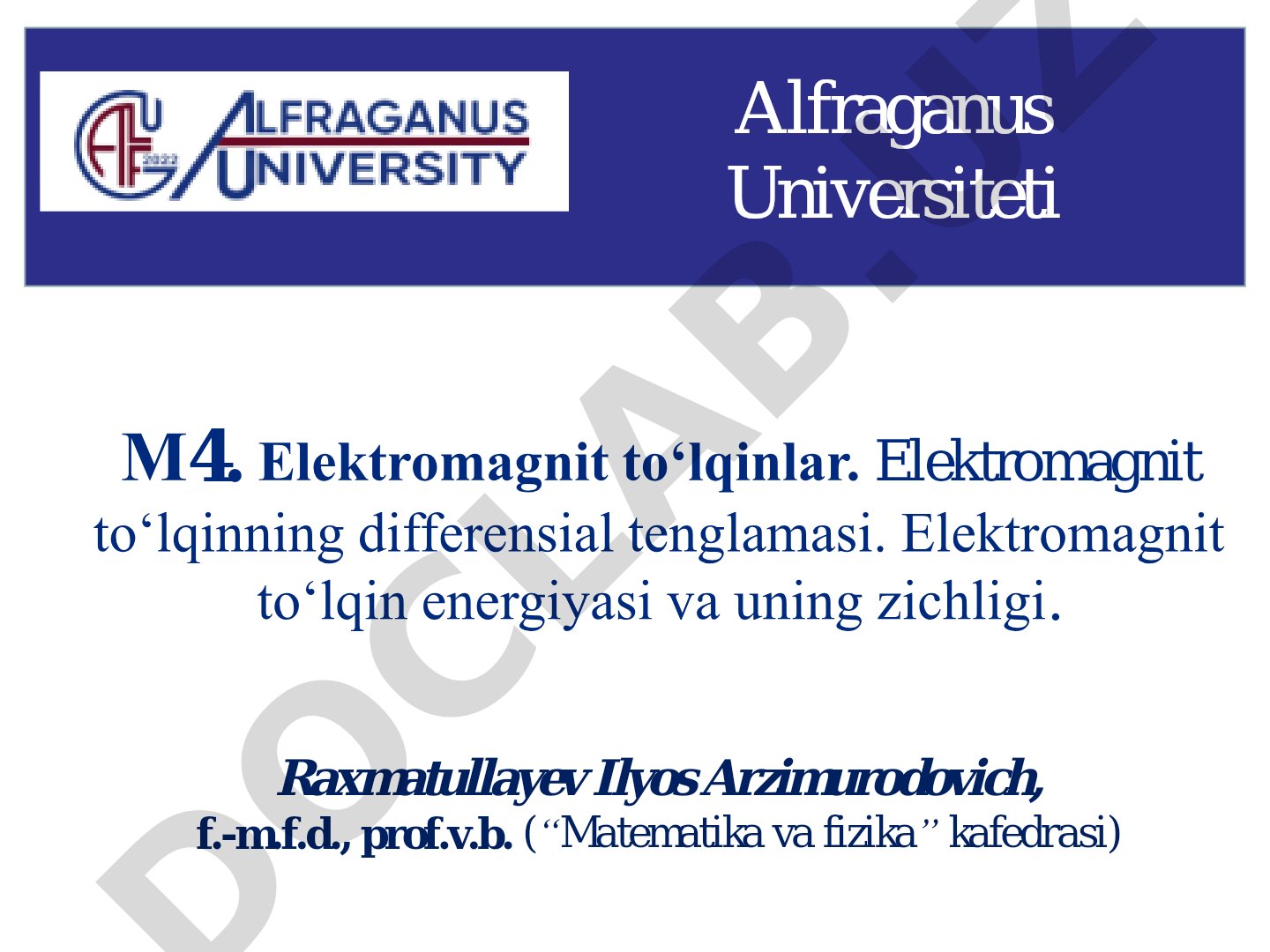 Elektromagnit toʻlqinlar. Elektromagnit toʻlqinning differensial tenglamasi