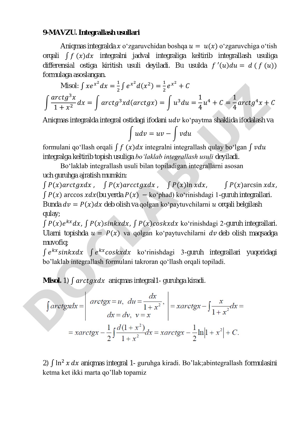 Integrallash usullari