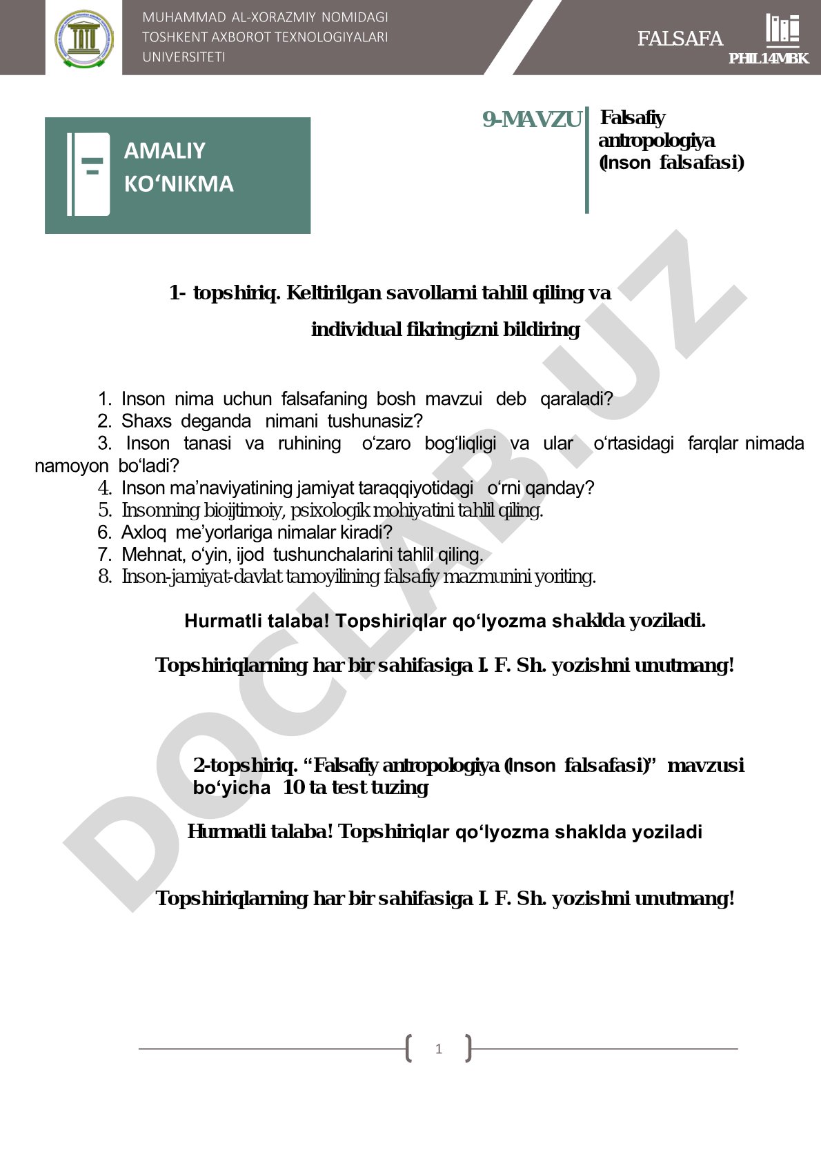 Falsafiy antropologiya (Inson falsafasi)
