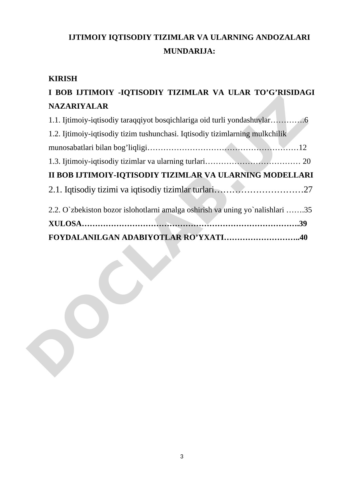 Ijtimoiy iqtisodiy tizimlar va ularning andozalari