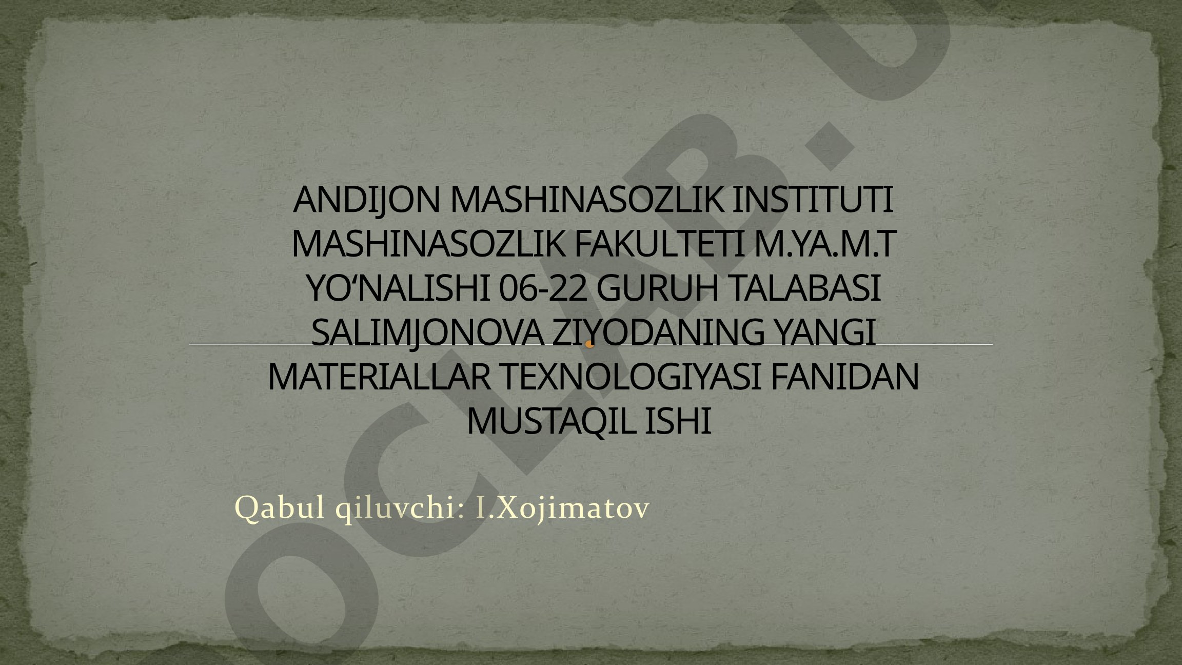 Antifriksion materiallarning turlari, xususiyatlari va qo'llanilishi haqida taqdimot