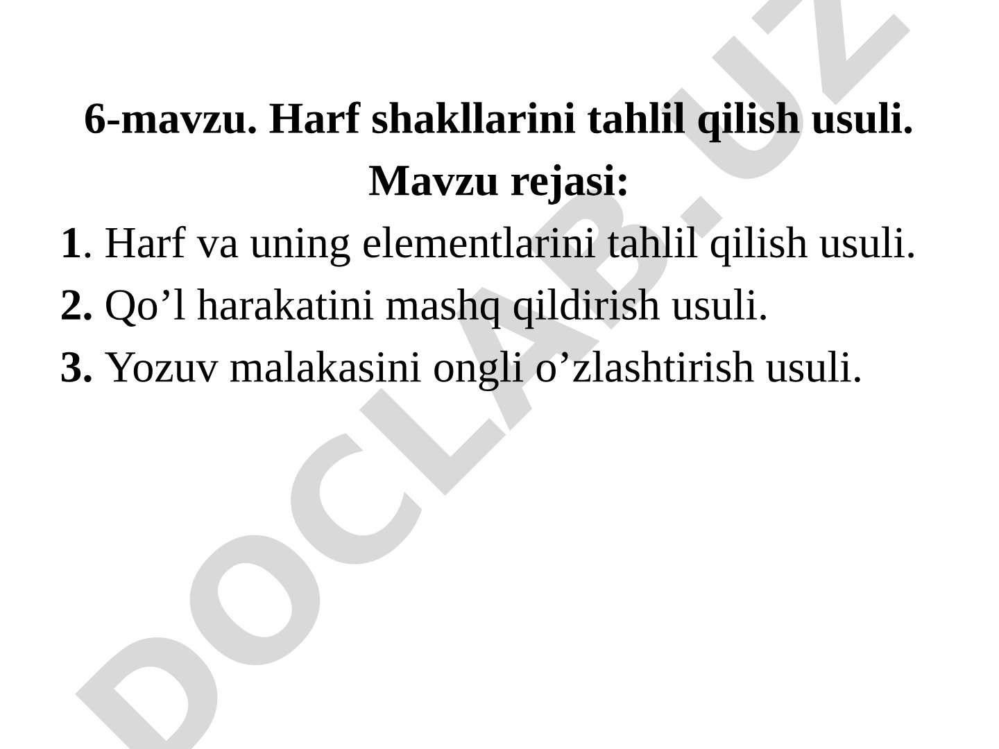 Harf shakllarini tahlil qilish usuli