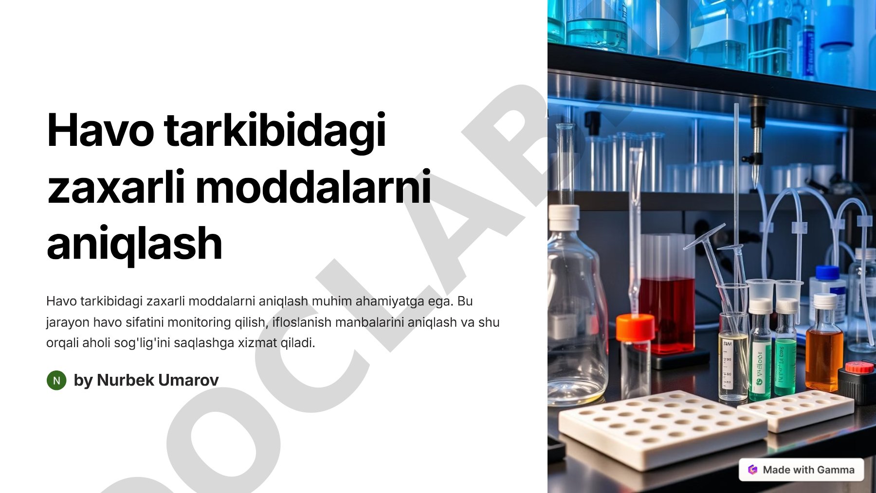 Havo tarkibidagi zaxarli moddalarni aniqlash