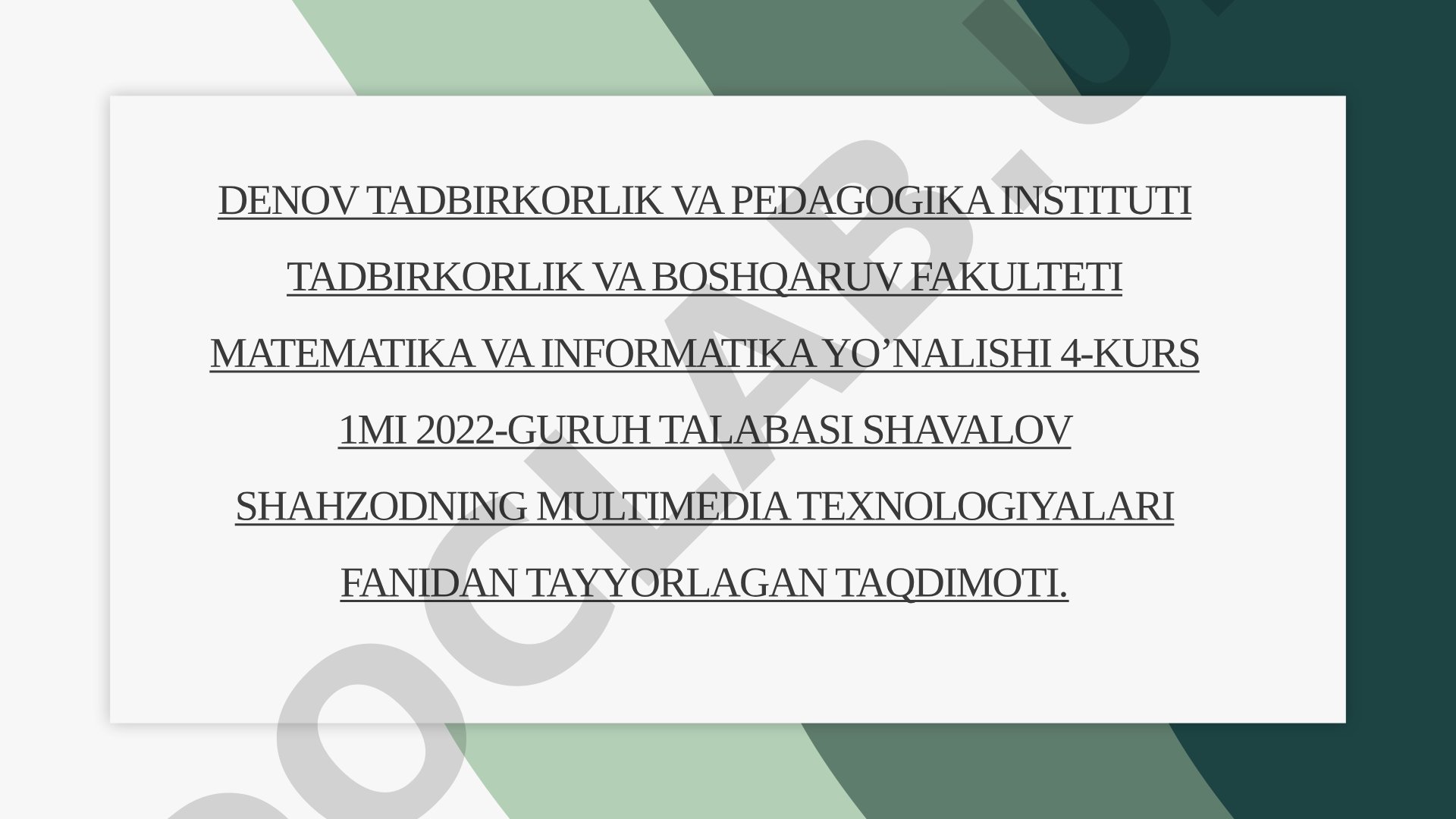 Informatika ta'limida an'anaviy ta'lim texnologiyalari