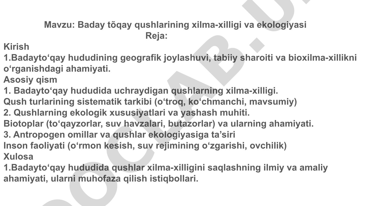 Baday tõqay qushlarining xilma-xilligi va ekologiyasi