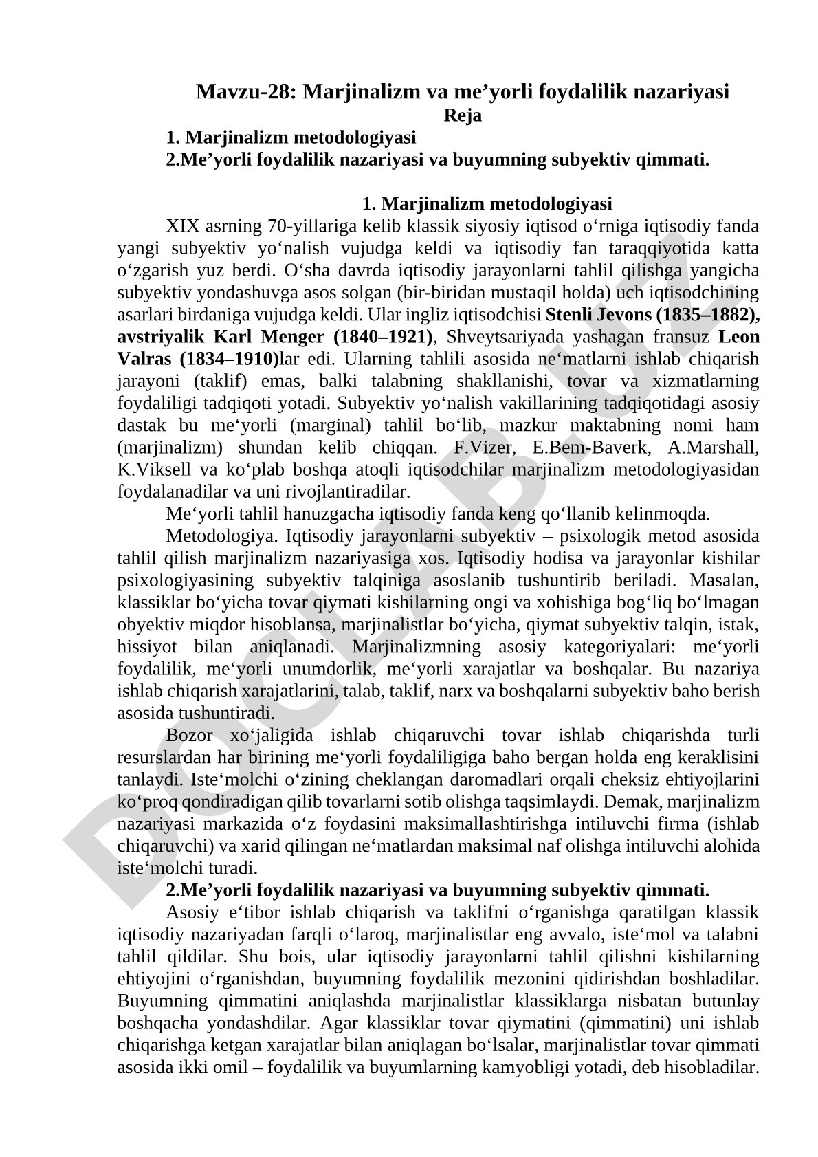 Marjinalizm va me’yorli foydalilik nazariyasi