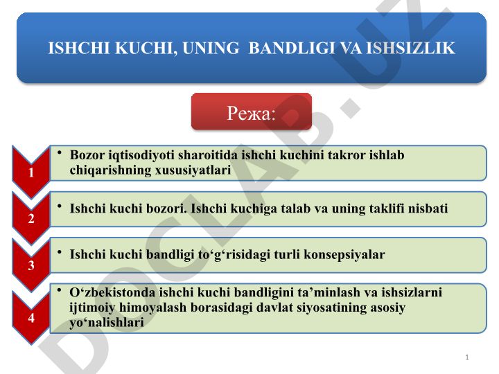 Ishchi kuchi, uning bandligi va ishsizlik