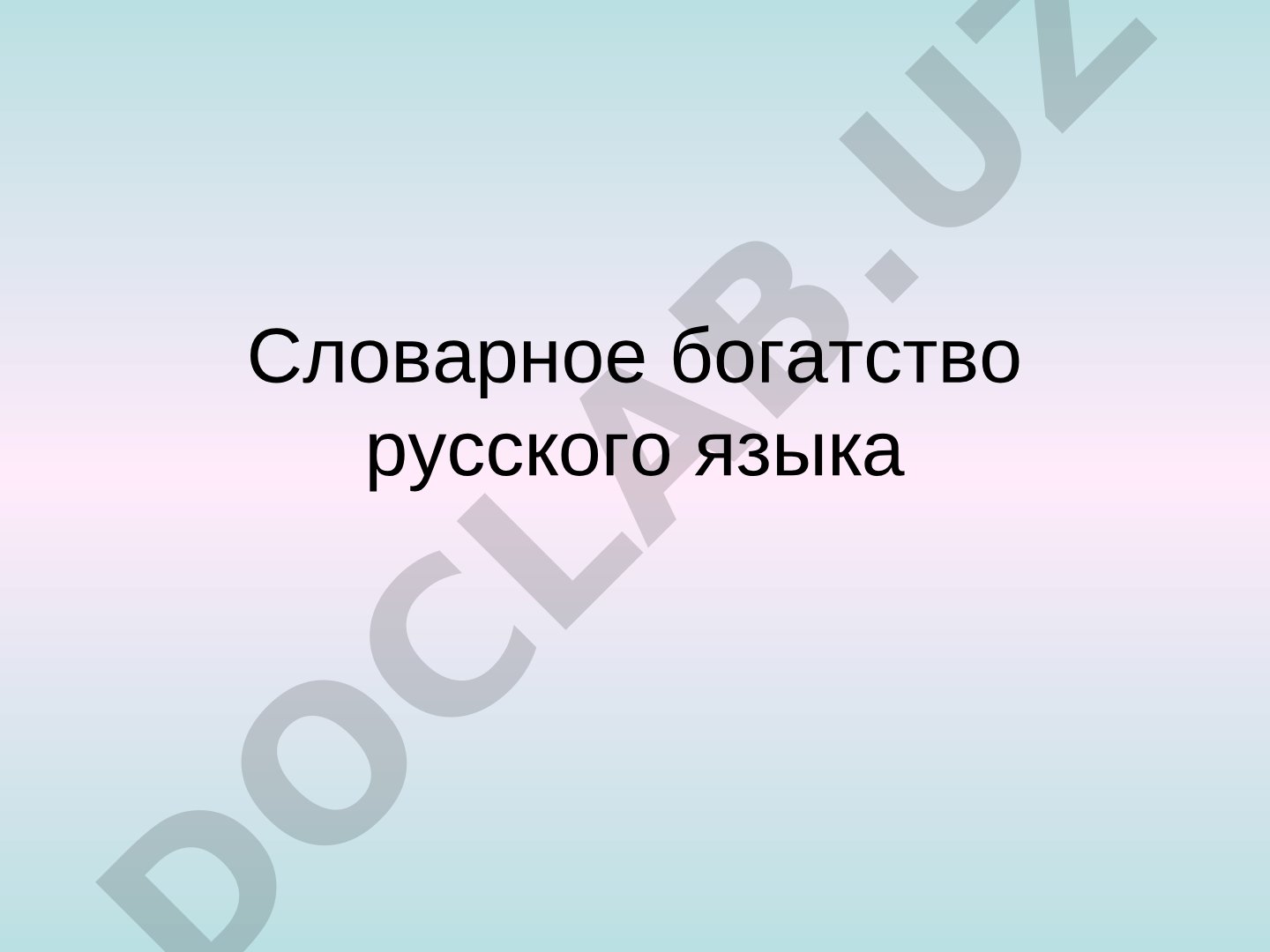 Словарное богатство русского языка