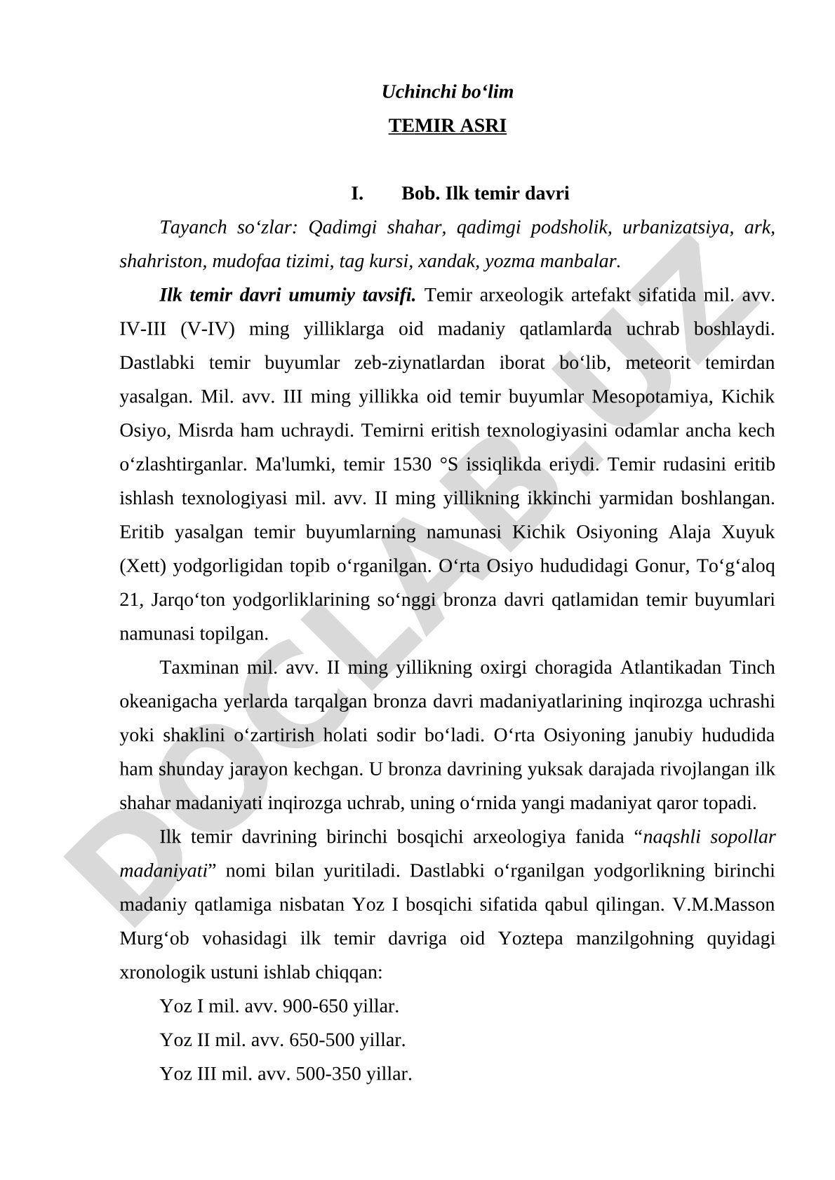 Ilk temir davri va temir eritish texnologiyasi haqida