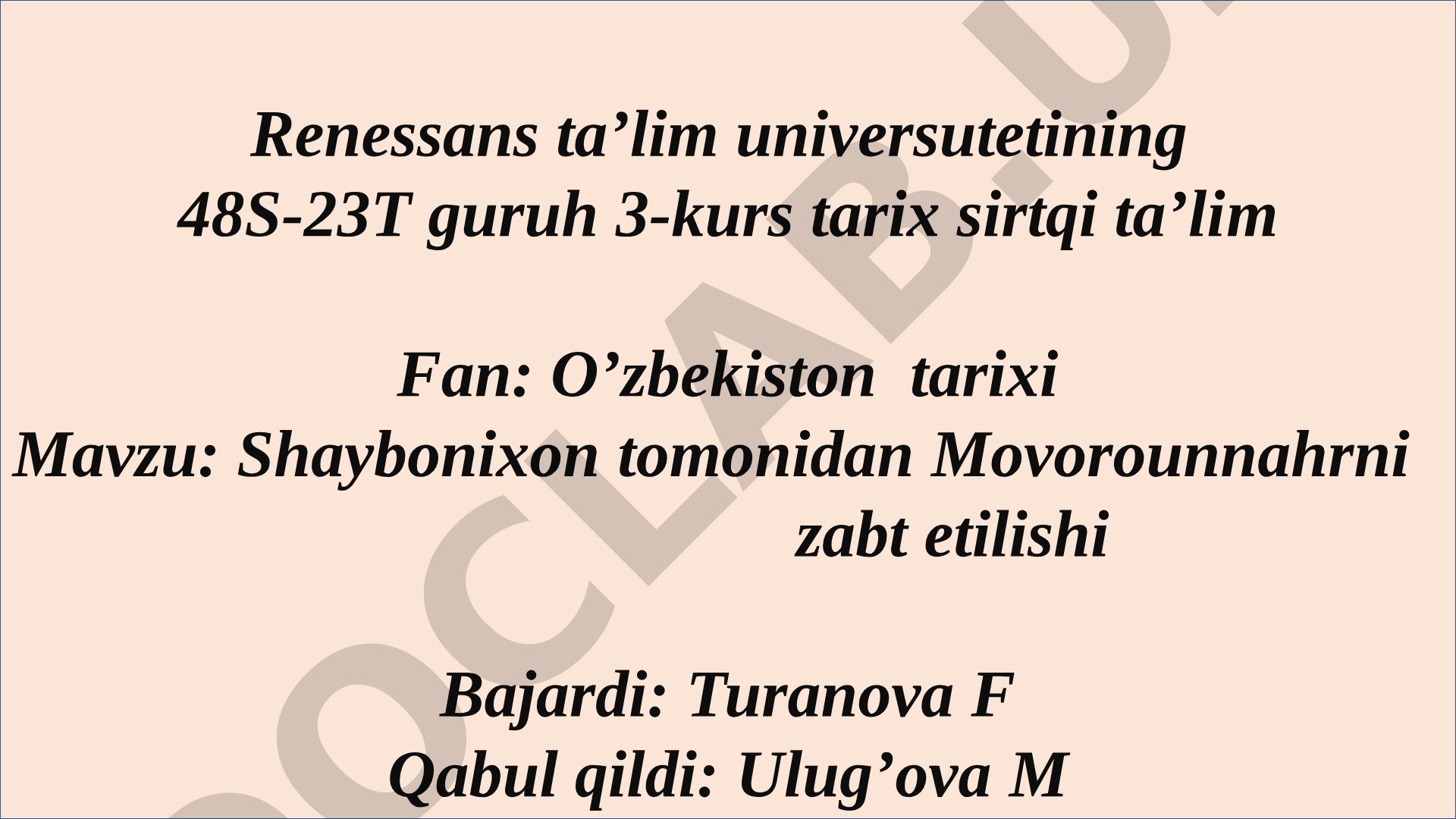 Shaybonixon tomonidan Movorounnahrni zabt etilishi
