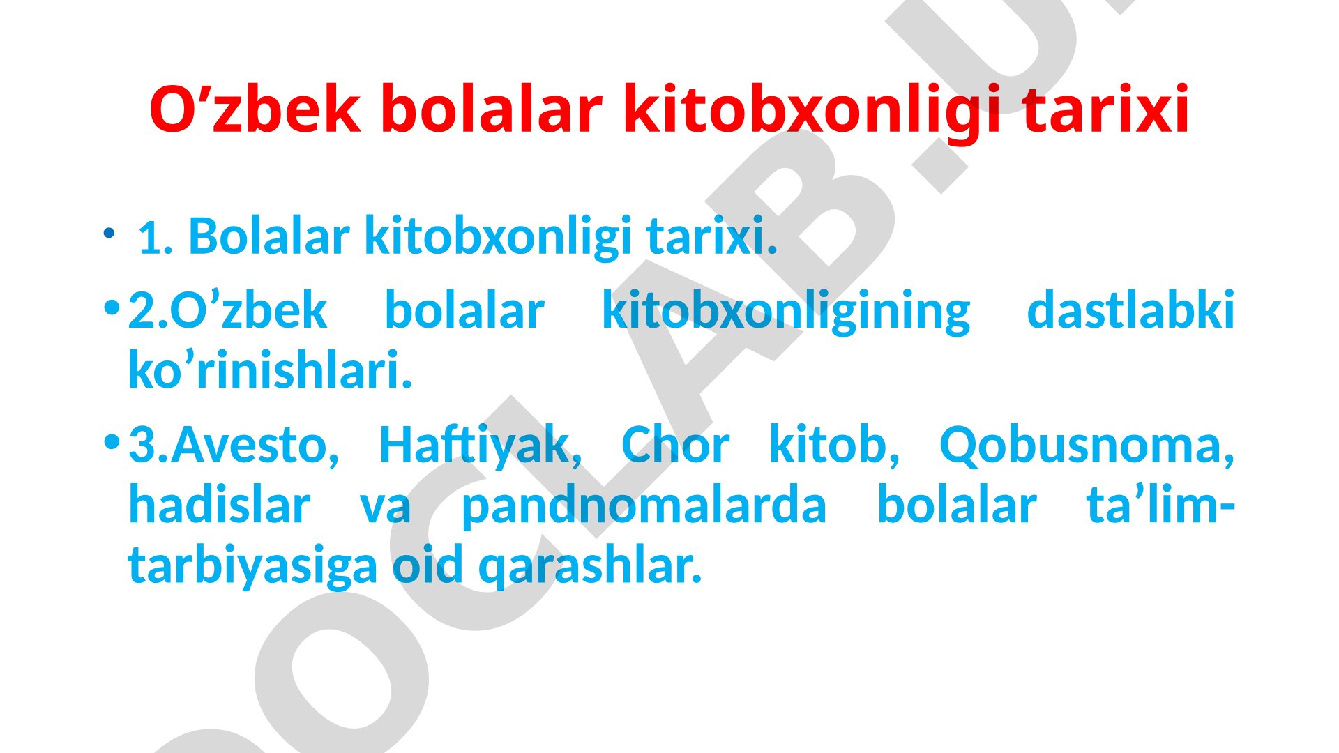 O'zbek bolalar kitobxonligi tarixi