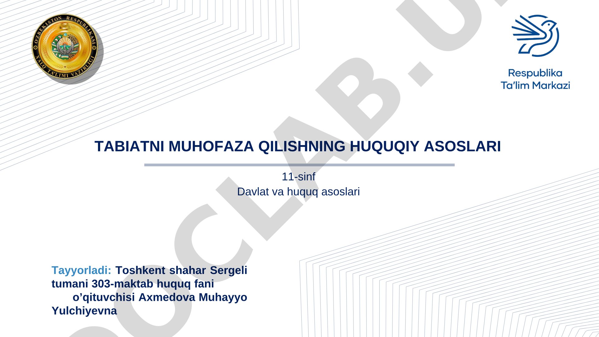 Tabiatni muhofaza qilishning huquqiy asoslari