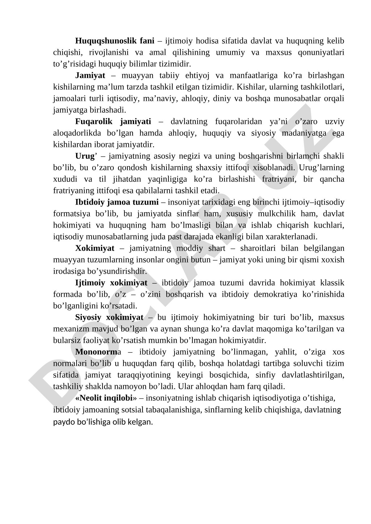 Huquqshunoslik fani – davlat va huquqning kelib chiqishi
