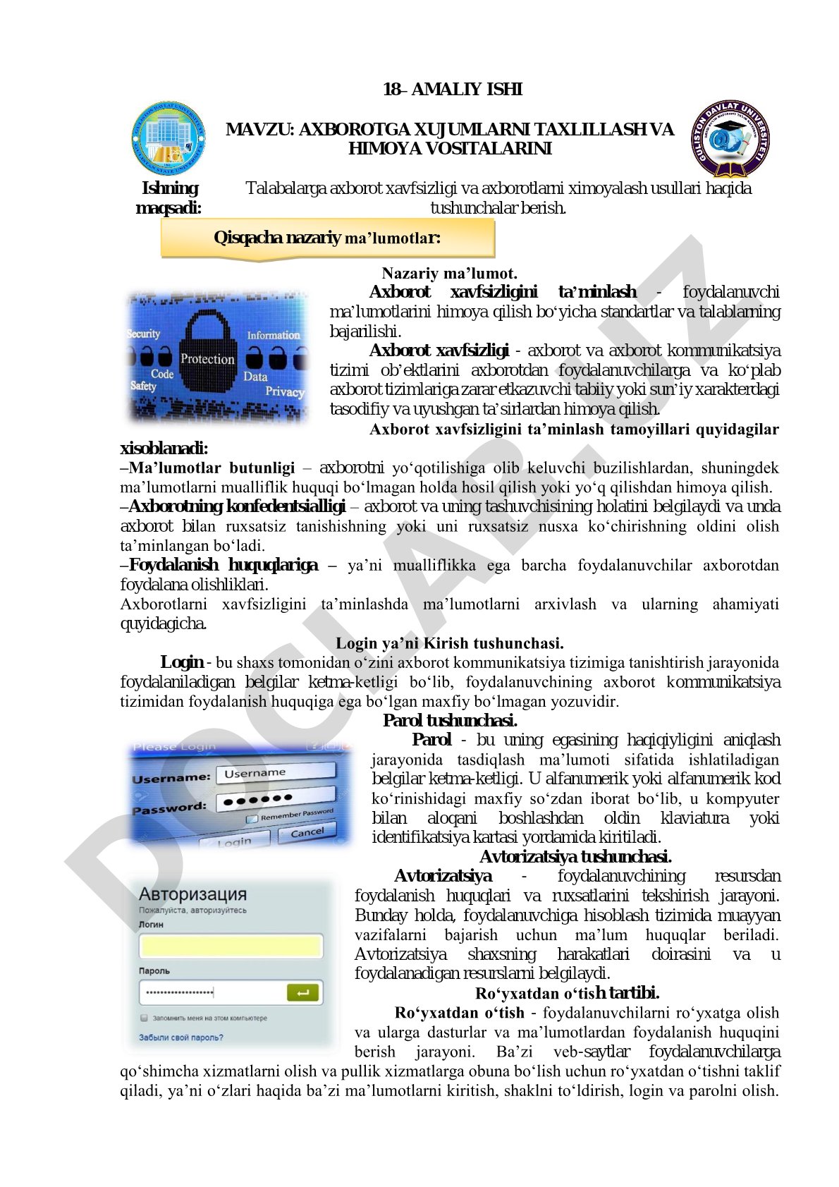 Axborotga xujumlarni taxlillash va himoya vositalarini