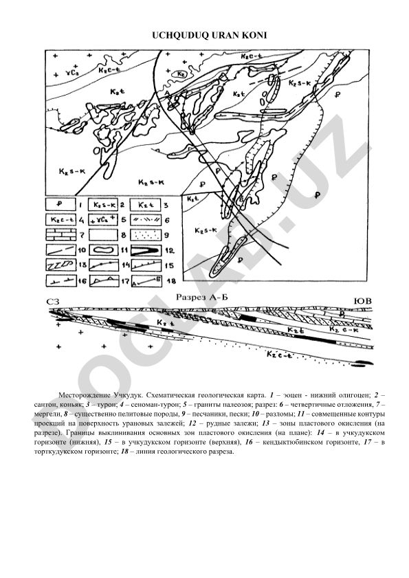 Uchquduq va Jantuar uran konlarining geologik tuzilishi