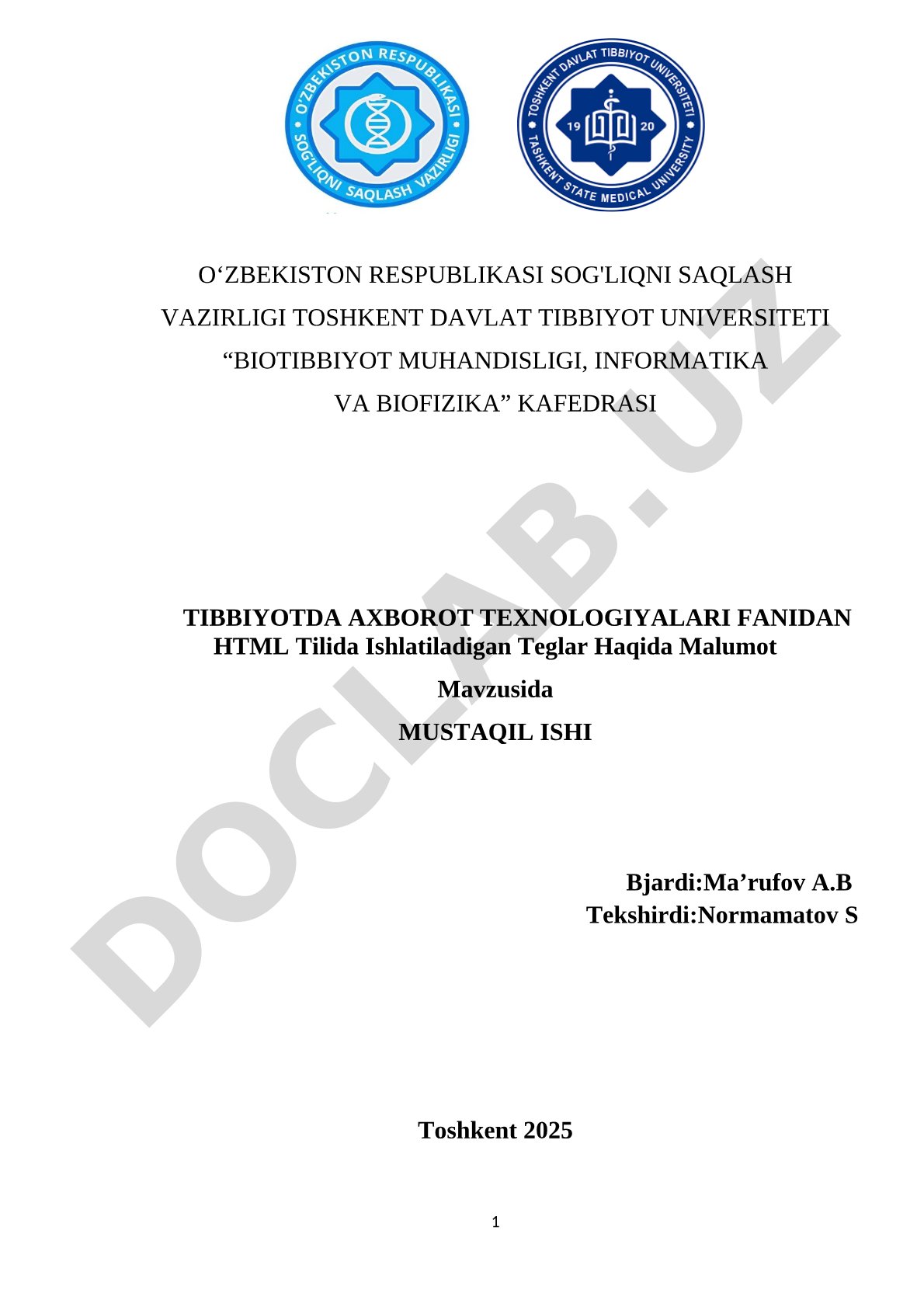 HTML Tilida Ishlatiladigan Teglar Haqida Malumot
