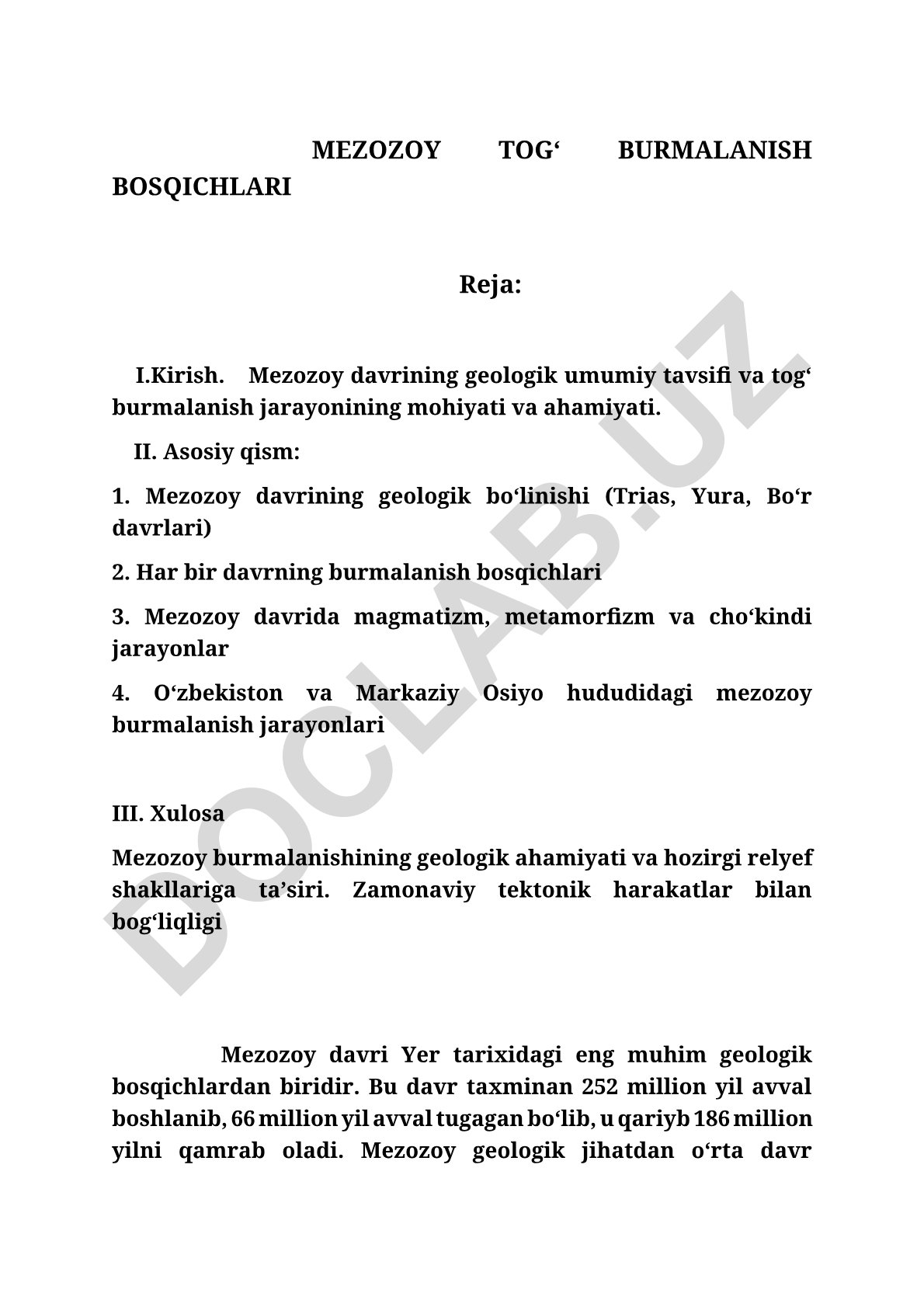 Mezozoy togʻ burmalanish bosqichlari