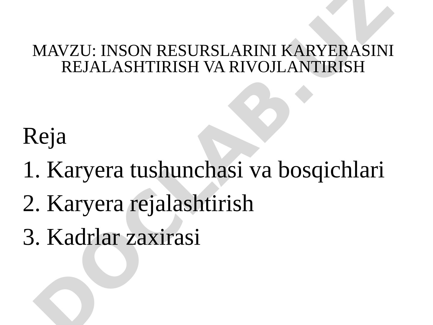 Inson resurslarini karyerasini rejalashtirish va rivojlantirish