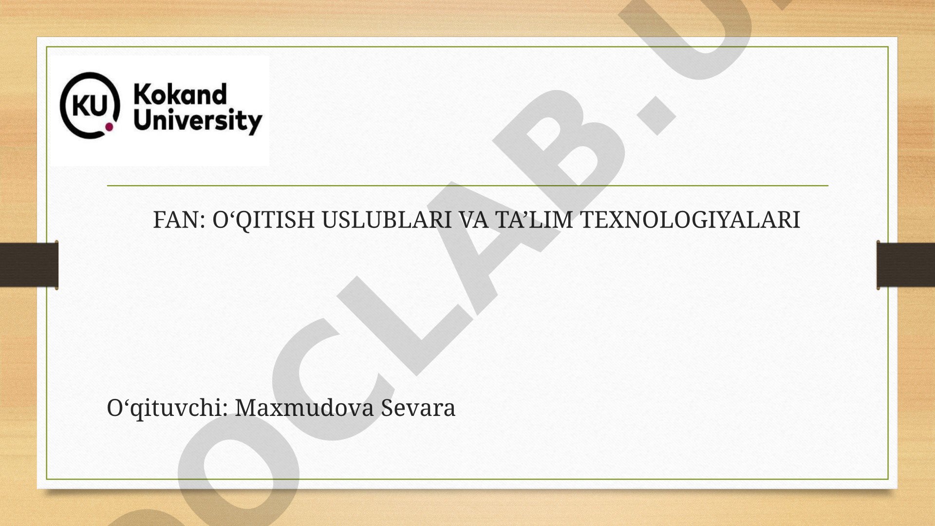 Loyiha texnologiyasi va rivojlantiruvchi ta'lim