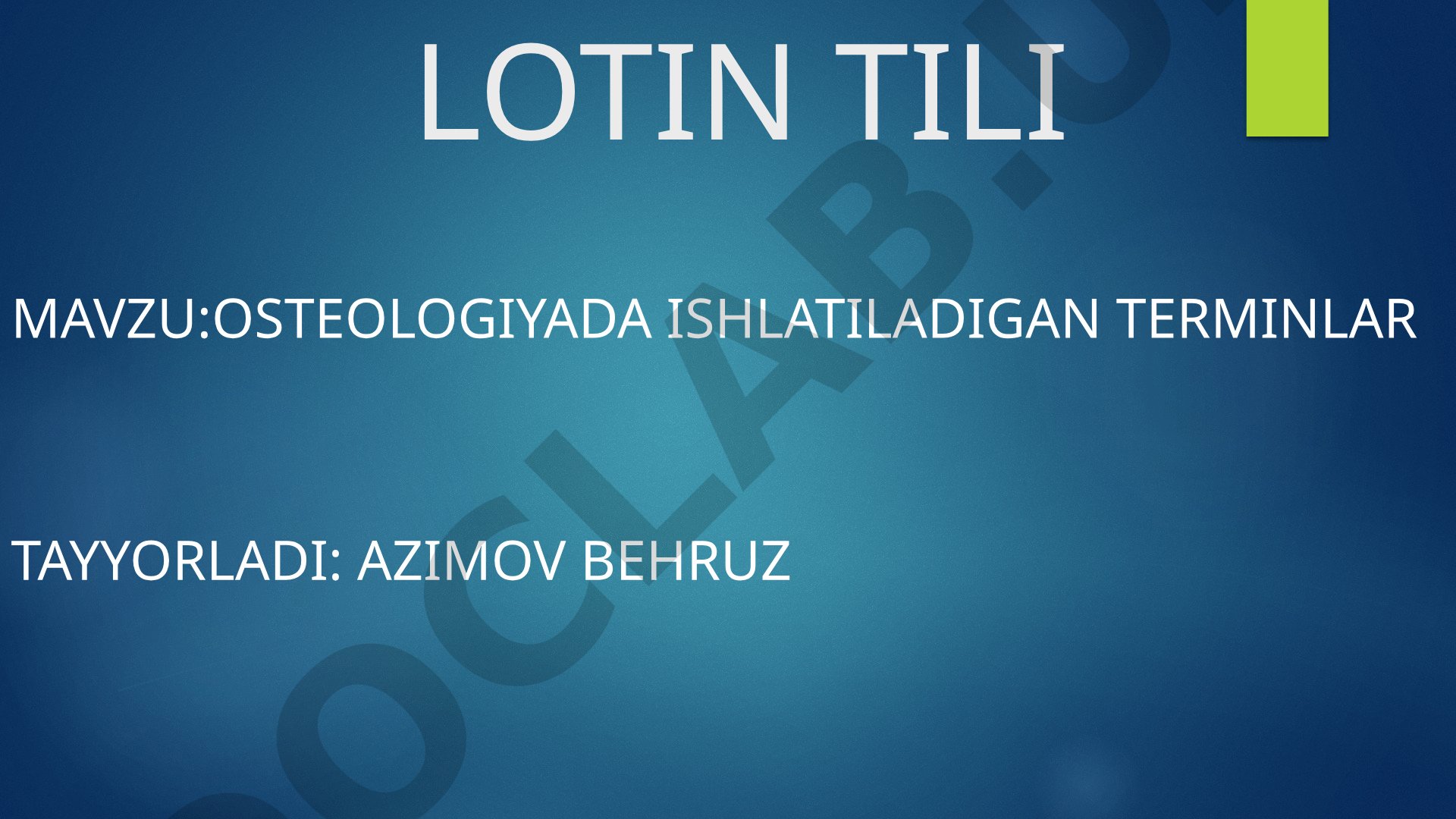 Osteologiyada ishlatiladigan terminlar