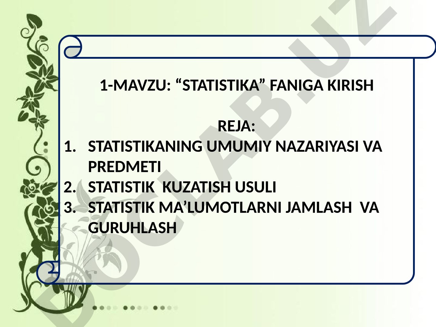 Statistika faniga kirish