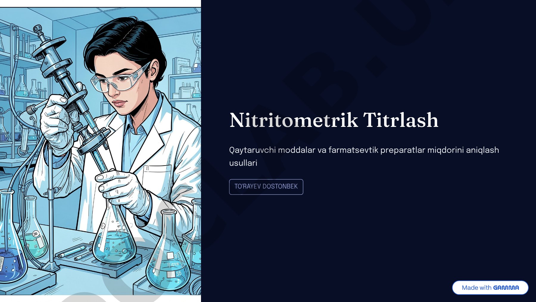 Nitritometrik titrlash usullari va qo'llanilishi