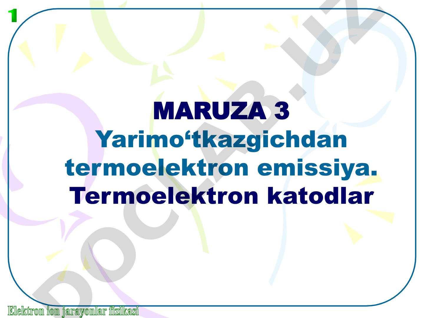 Yarimo‘tkazgichdan termoelektron emissiya. Termoelektron katodlar