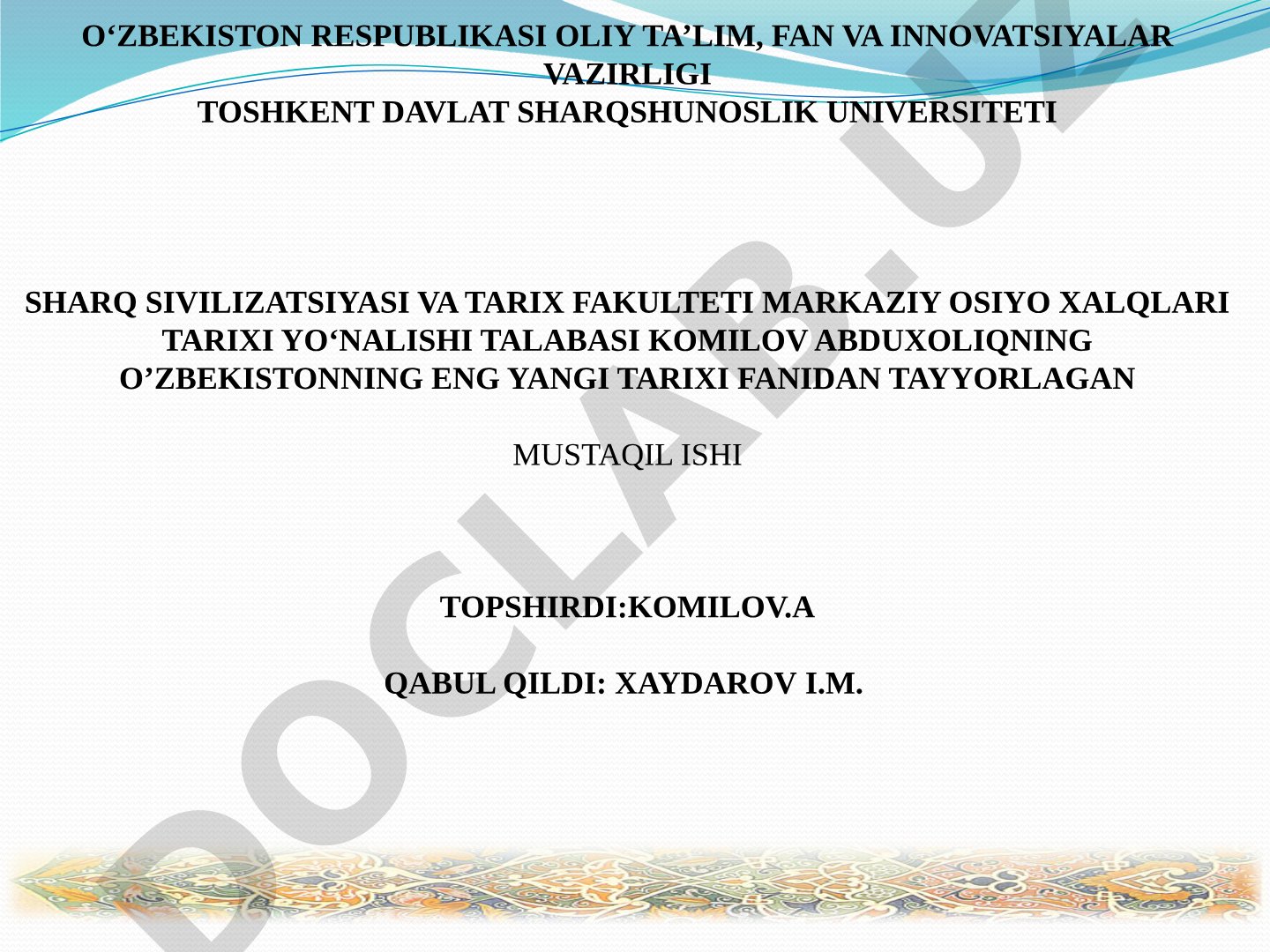 Buxoroning mustaqillik yillarida ijtimoiy iqtisodiy rivojlanish tarixi