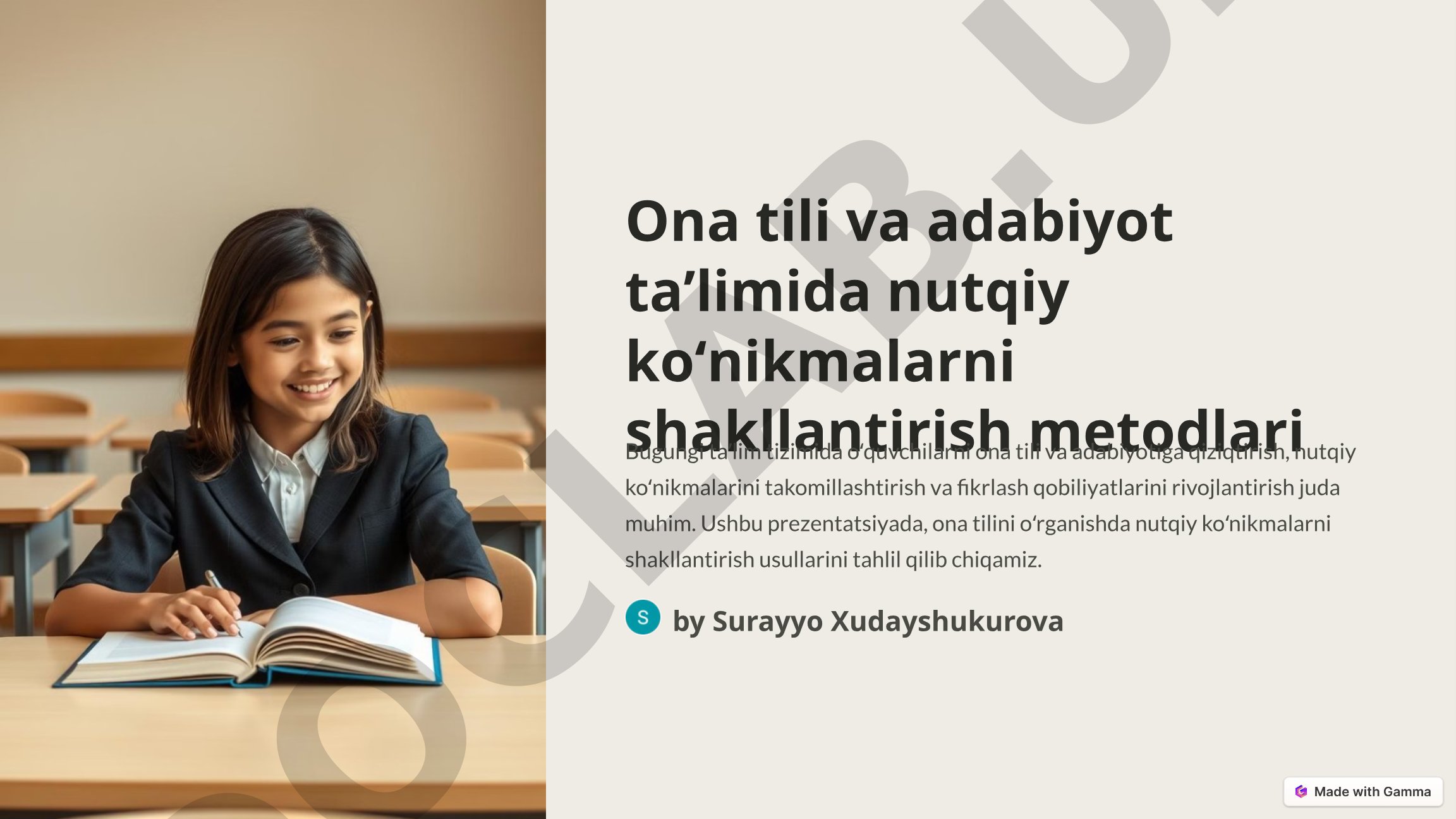 Ona tili va adabiyot taʼlimida nutqiy koʻnikmalarni shakllantirish metodlari
