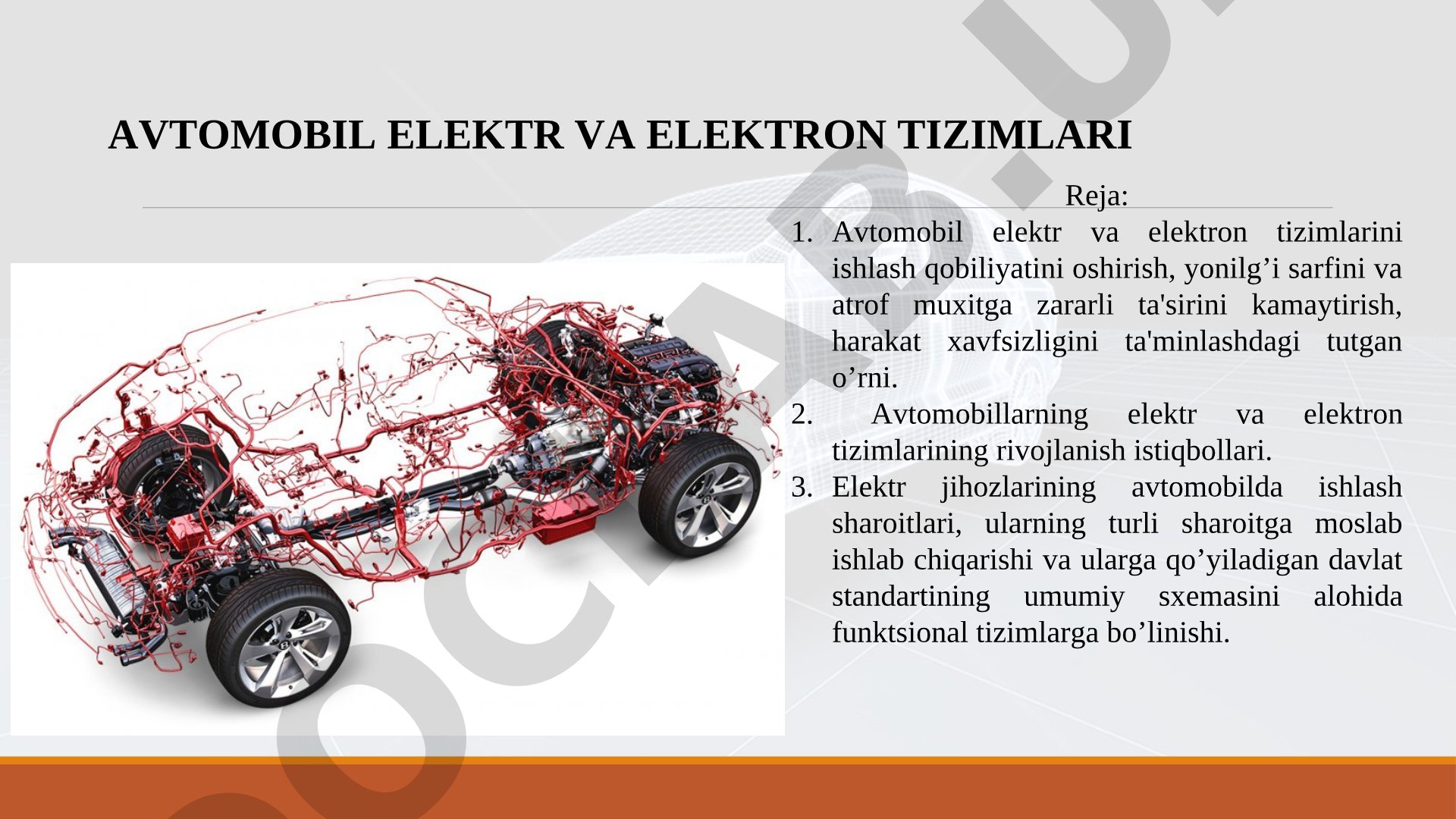 AVTOMOBIL ELEKTR VA ELEKTRON TIZIMLARI