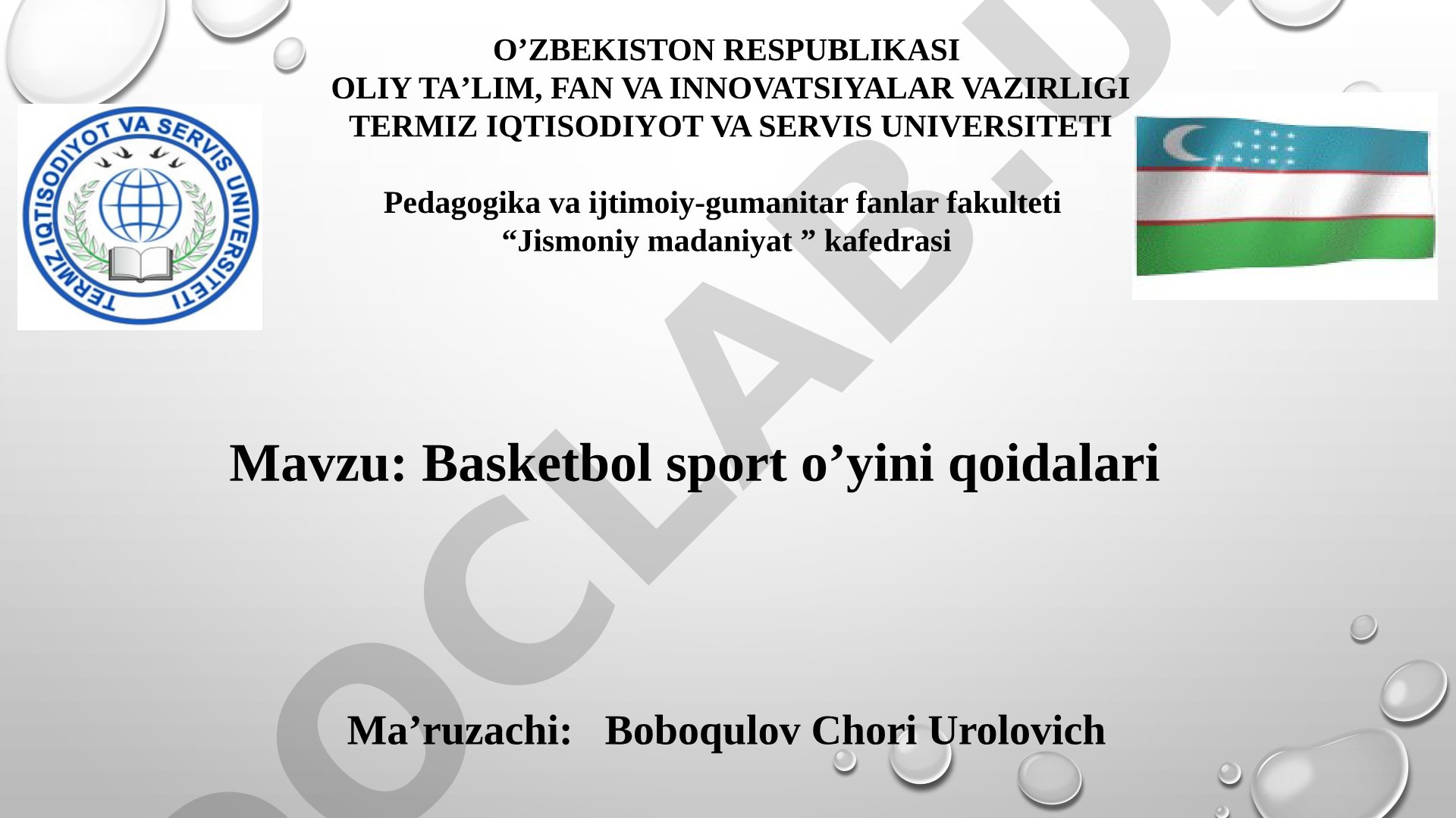 Basketbol sport o'yini qoidalari