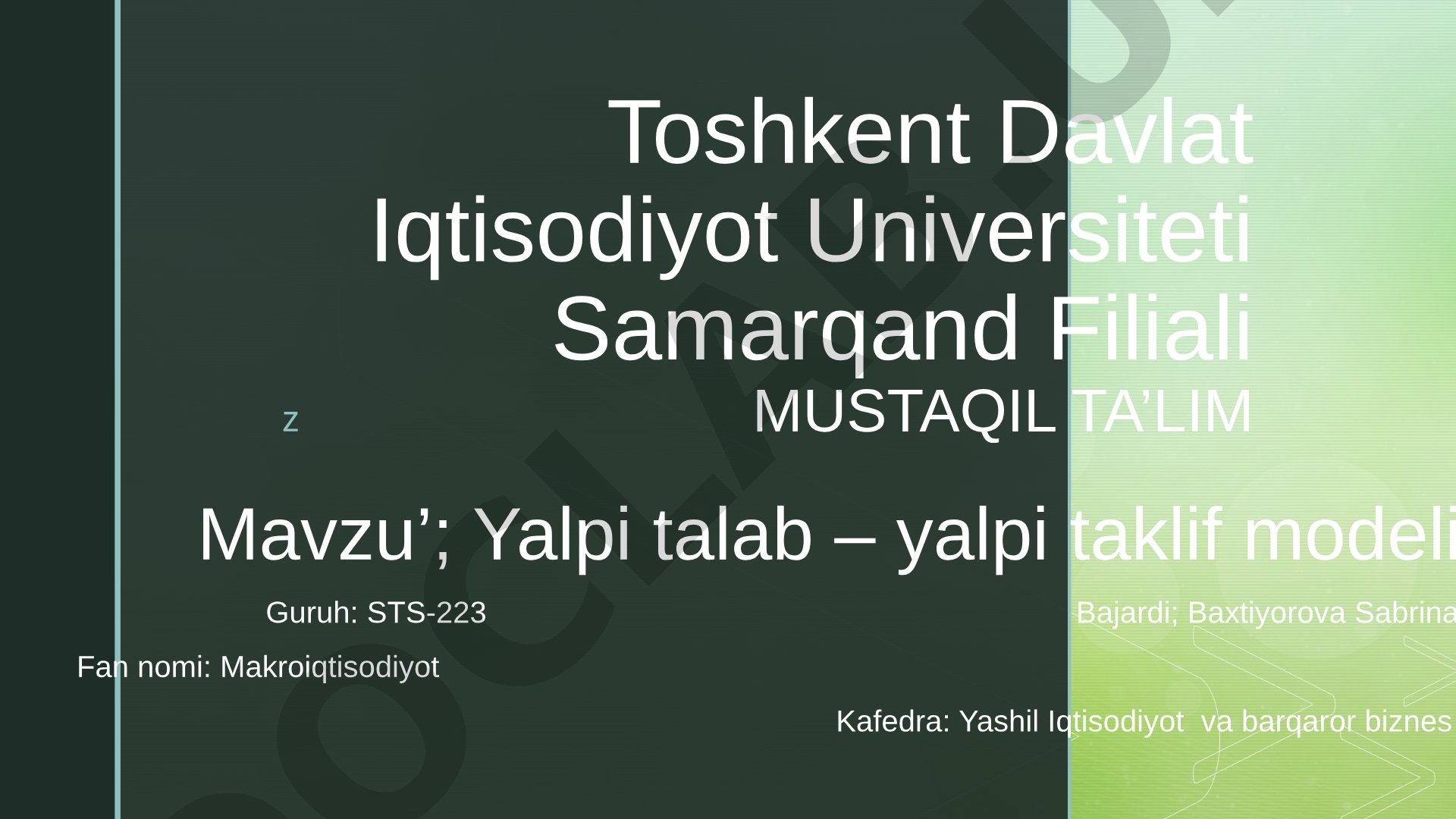 Yalpi talab – yalpi taklif modeli
