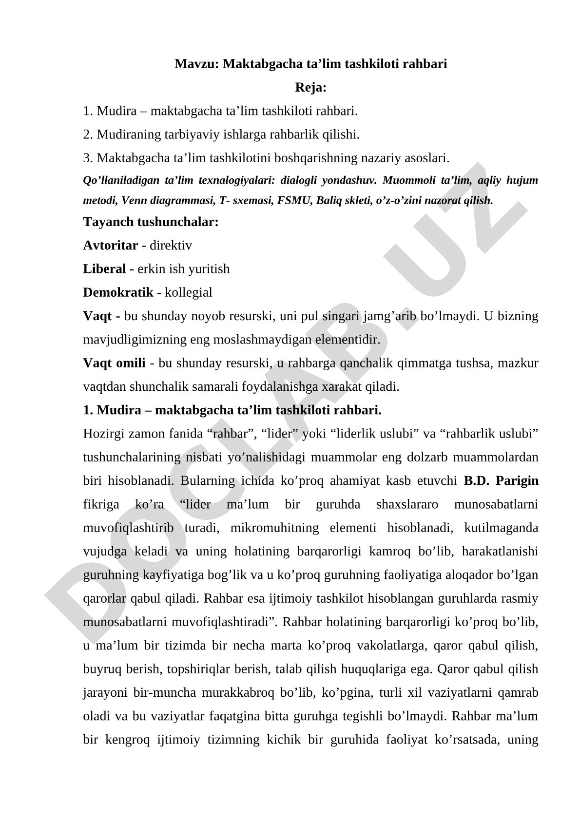 Maktabgacha ta’lim tashkiloti rahbari