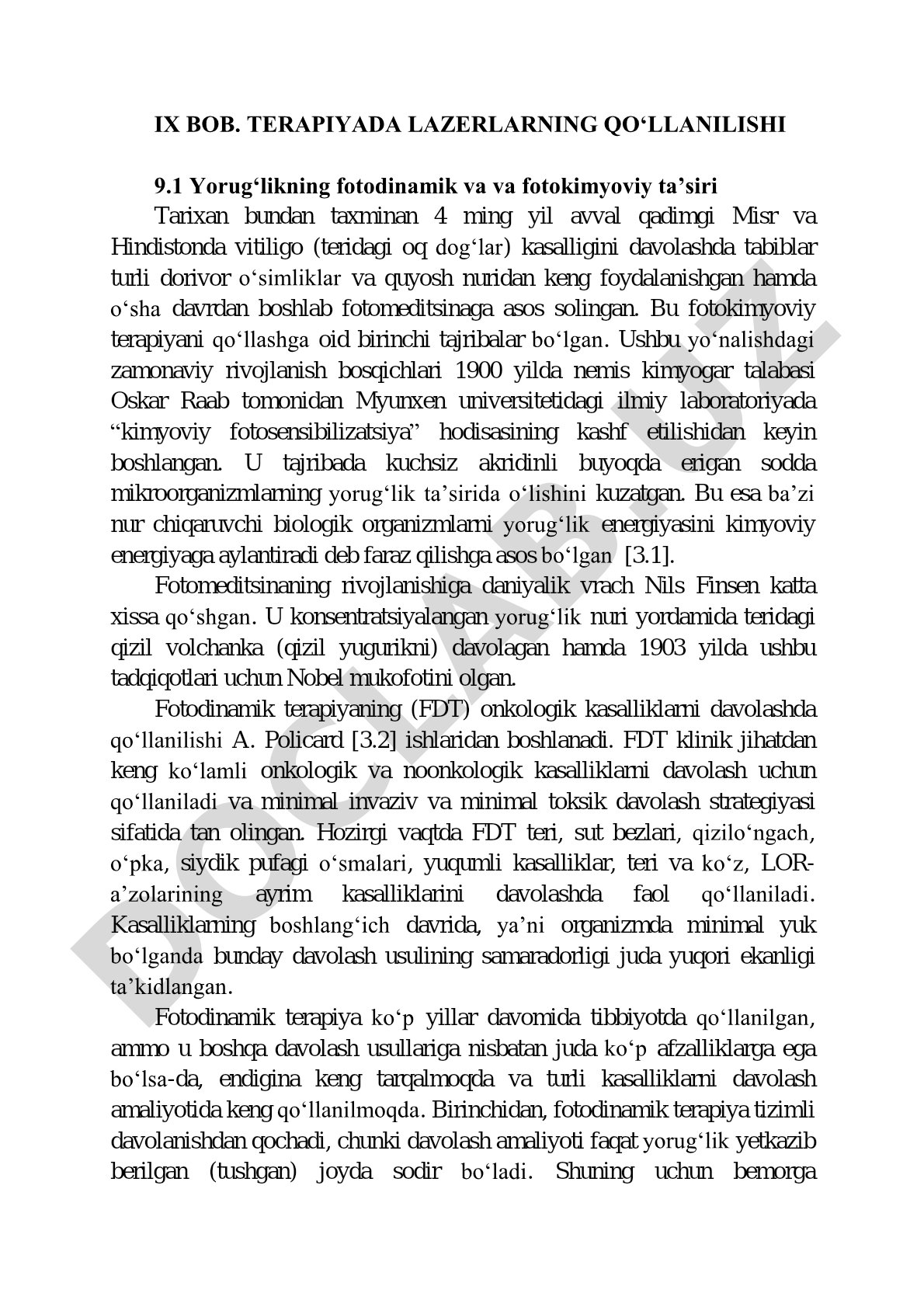 Terapiyada lazerlarning qo‘llanilishi