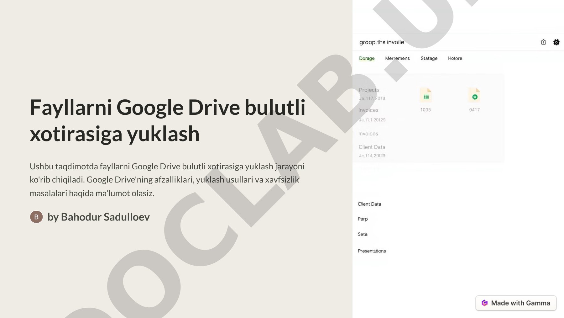 Fayllarni Google Drive bulutli xotirasiga yuklash