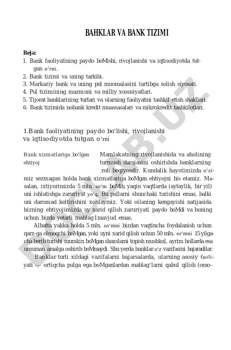 Banklar va bank tizimi