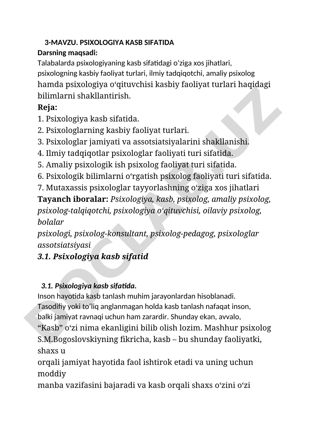Psixologiya kasb sifatida