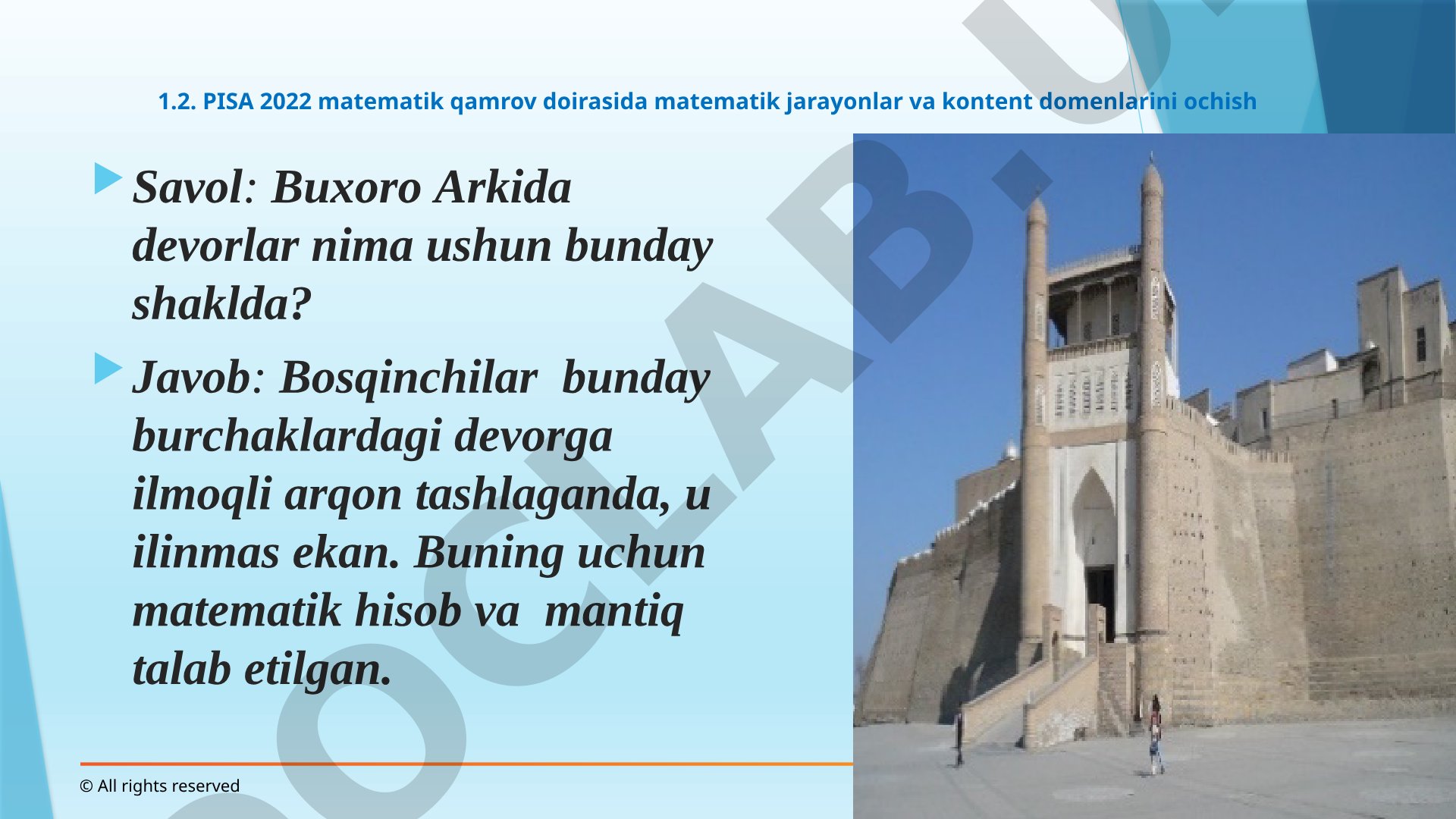 PISA 2022 matematik qamrov doirasida matematik jarayonlar va kontent domenlari