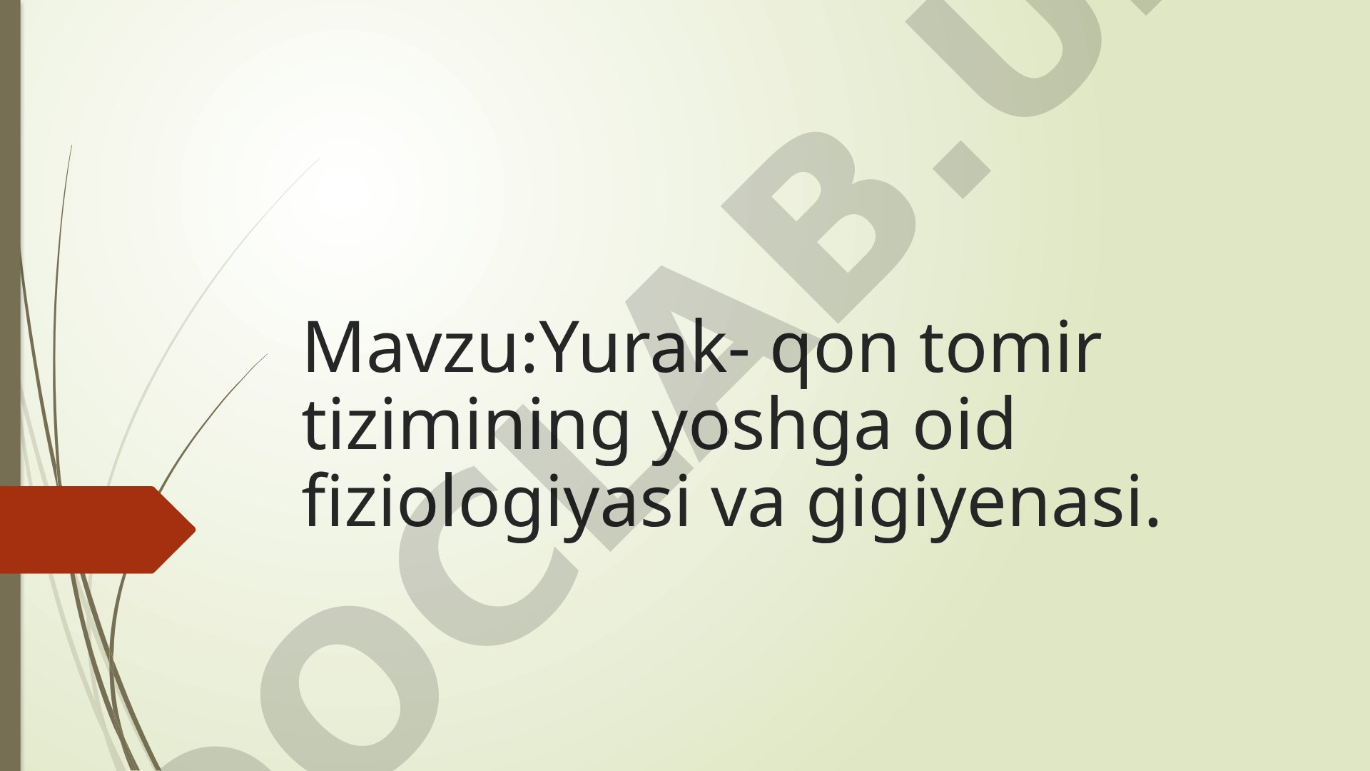 Yurak- qon tomir tizimining yoshga oid fiziologiyasi va gigiyenasi.
